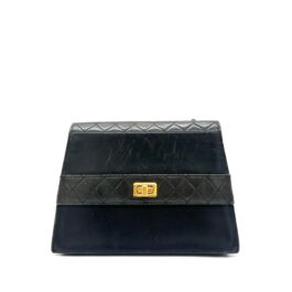 Authentic CHANEL Reissue 2.55 Quilted Black Leather Flap Bag with Gold Hardware