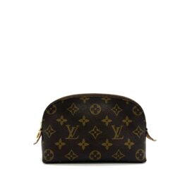 Louis Vuitton Monogram Canvas Cosmetic Pouch PM Makeup Case Brown Pouch Made in France