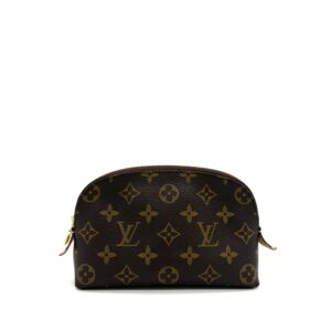 Louis Vuitton Monogram Canvas Cosmetic Pouch PM Makeup Case Brown Pouch Made in France