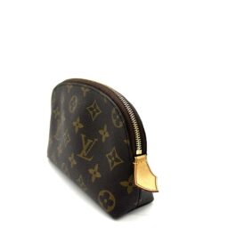 Louis Vuitton Monogram Canvas Cosmetic Pouch PM Makeup Case Brown Pouch Made in France