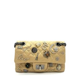 Chanel Gold Quilted Leather Charm Flap Shoulder Bag Limited Edition Chain Bag