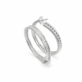 Cartier Diamond 18K White Gold Large Inside Out Hoop Earrings