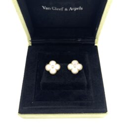 Van Cleef & Arpels Alhambra Mother-of-Pearl Diamond Gold Earrings