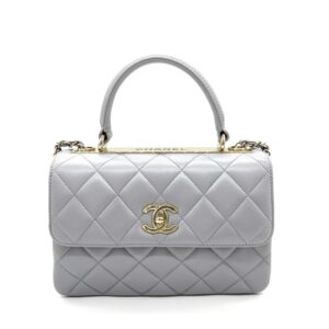 Lambskin Quilted Small Trendy CC Flap Dual Handle Bag Grey