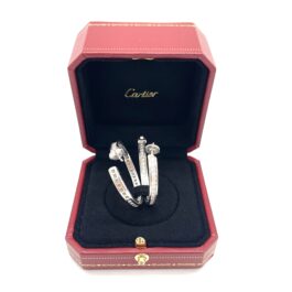 Cartier Diamond 18K White Gold Large Inside Out Hoop Earrings