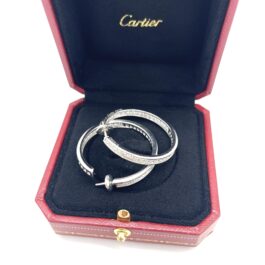 Cartier Diamond 18K White Gold Large Inside Out Hoop Earrings