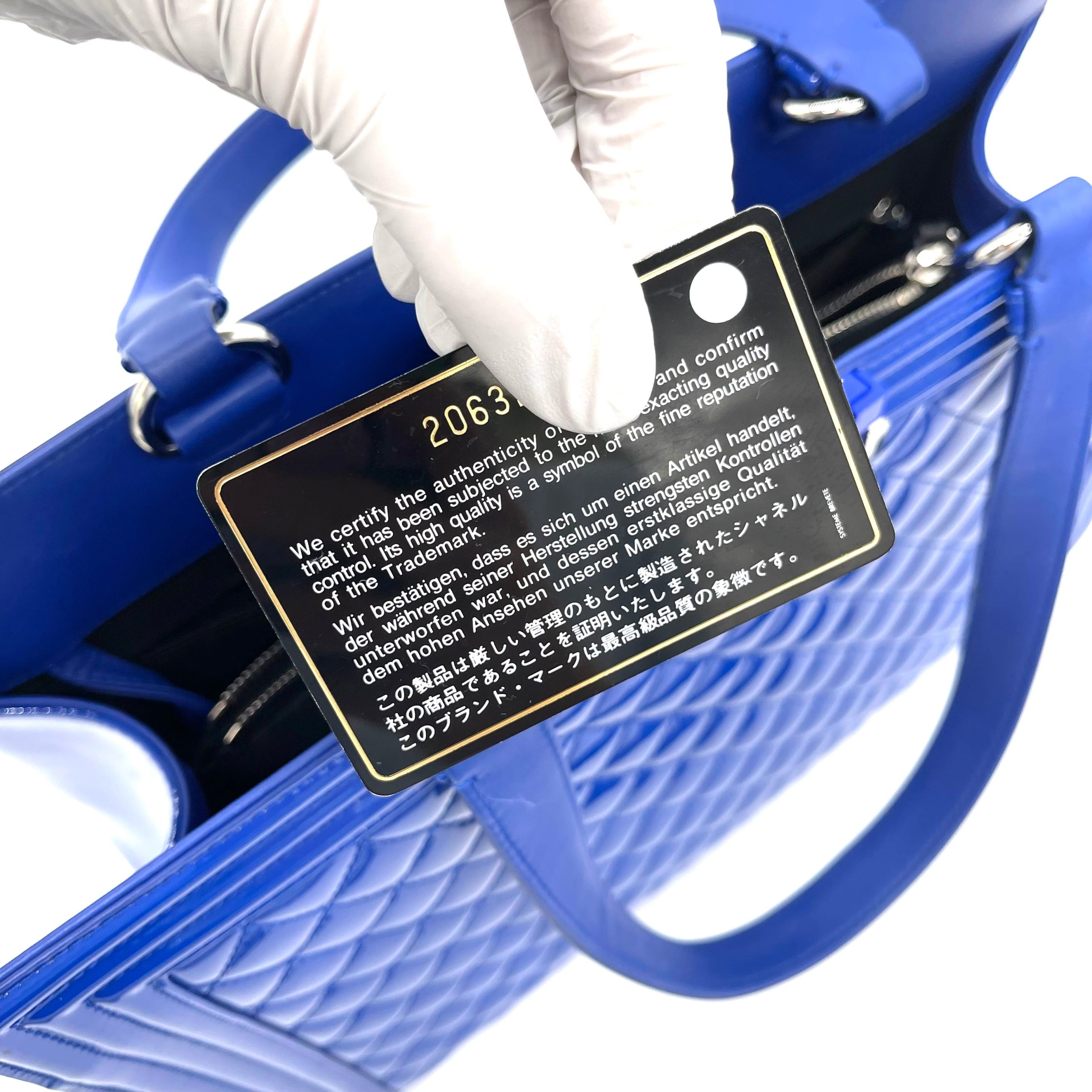 CHANEL Boy Shopping Tote Blue Patent Leather 2015