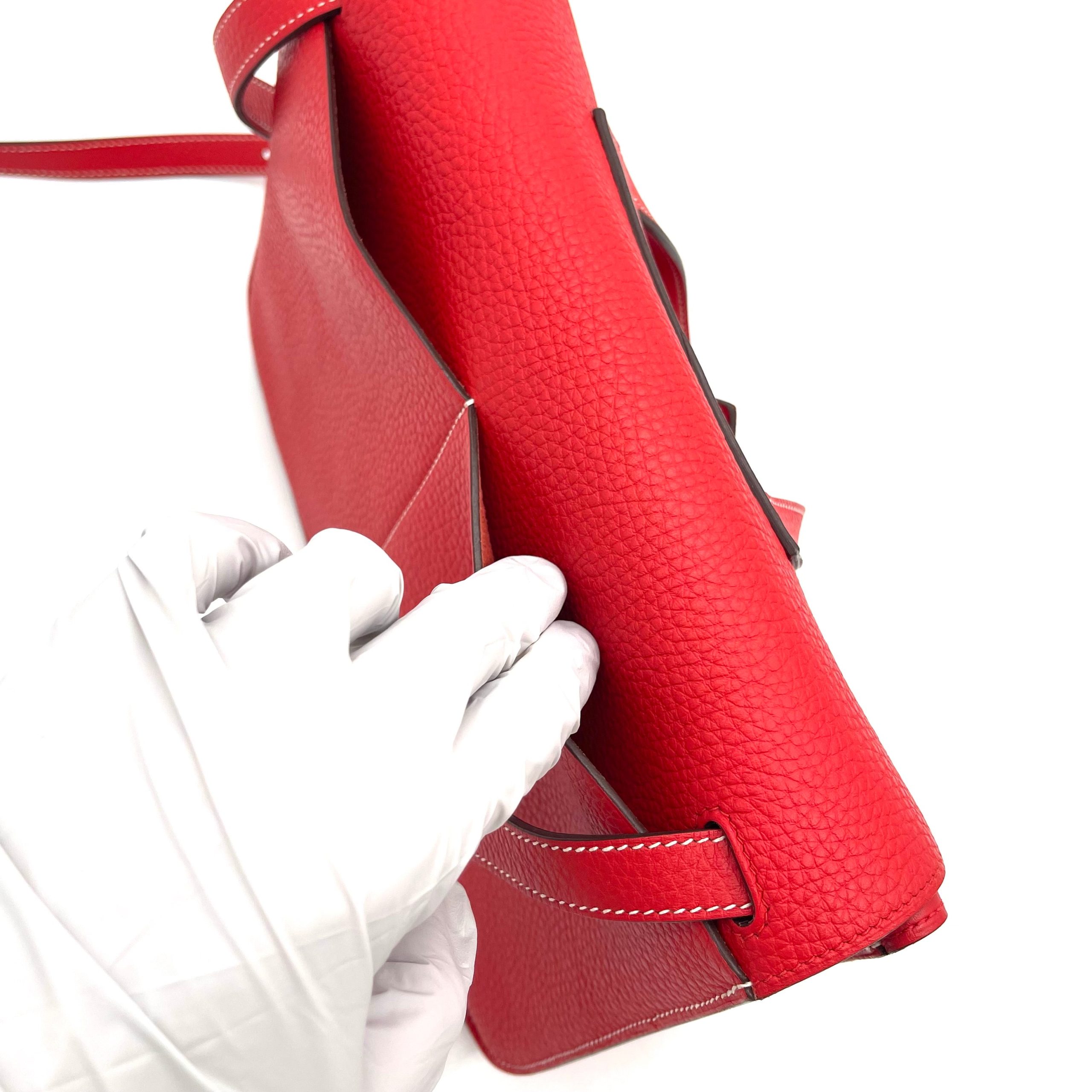 [NEW]HERMES Evercolor Halzan 25 Rouge De Coeur