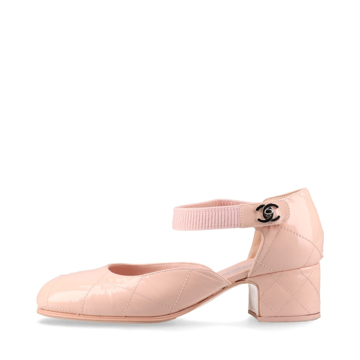 CHANEL Quilted Patent Leather Ankle Strap Pumps – Light Pink SIZE6