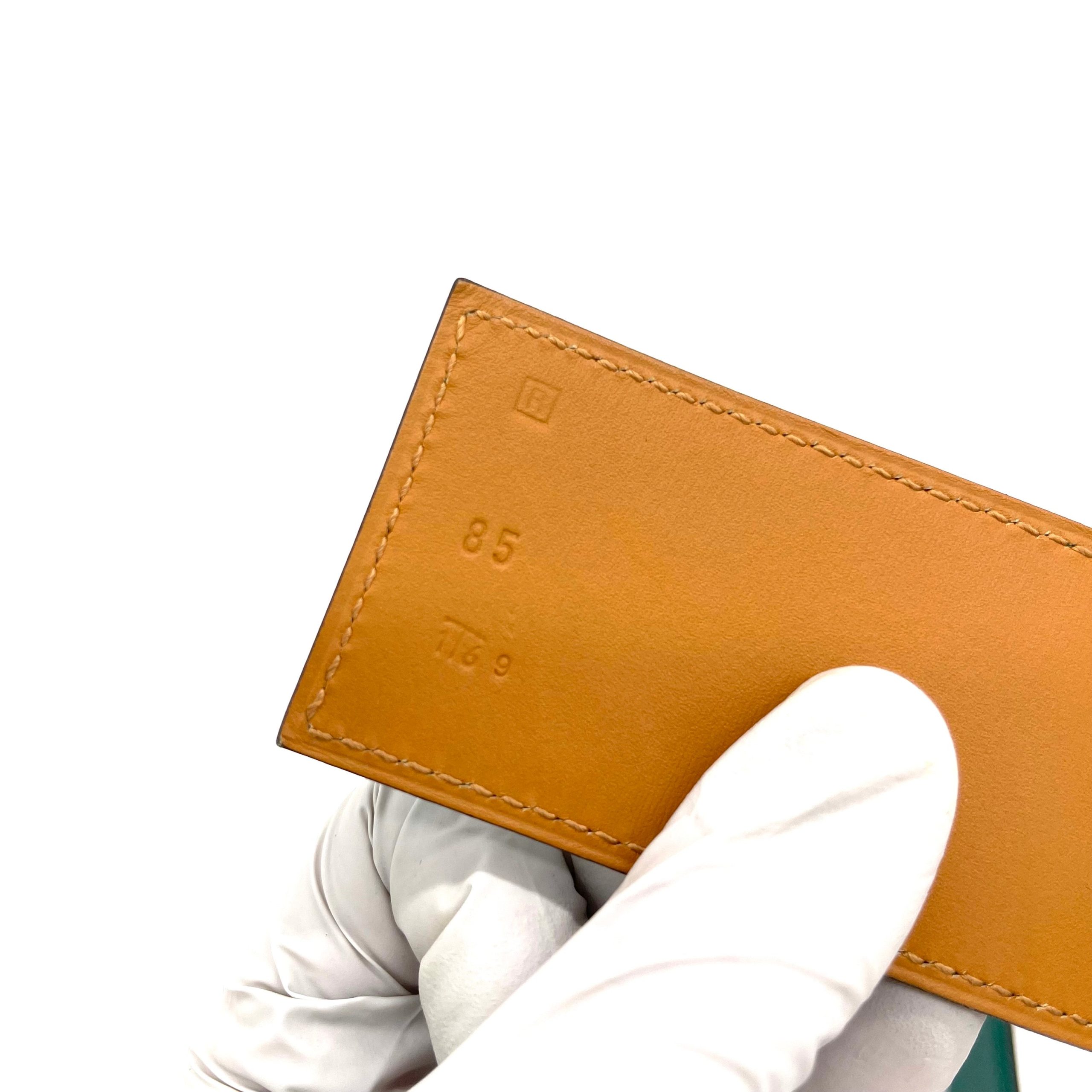 HERMES Courchevel Collier De Chien CDC Belt 85 32 Gold Green