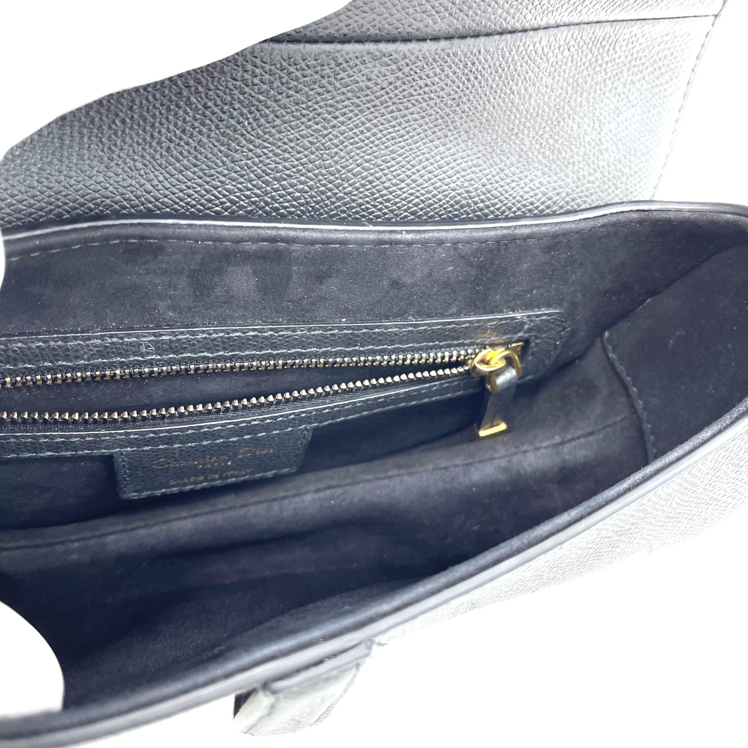 CHRISTIAN DIOR Grained Calfskin Saddle Bag Black