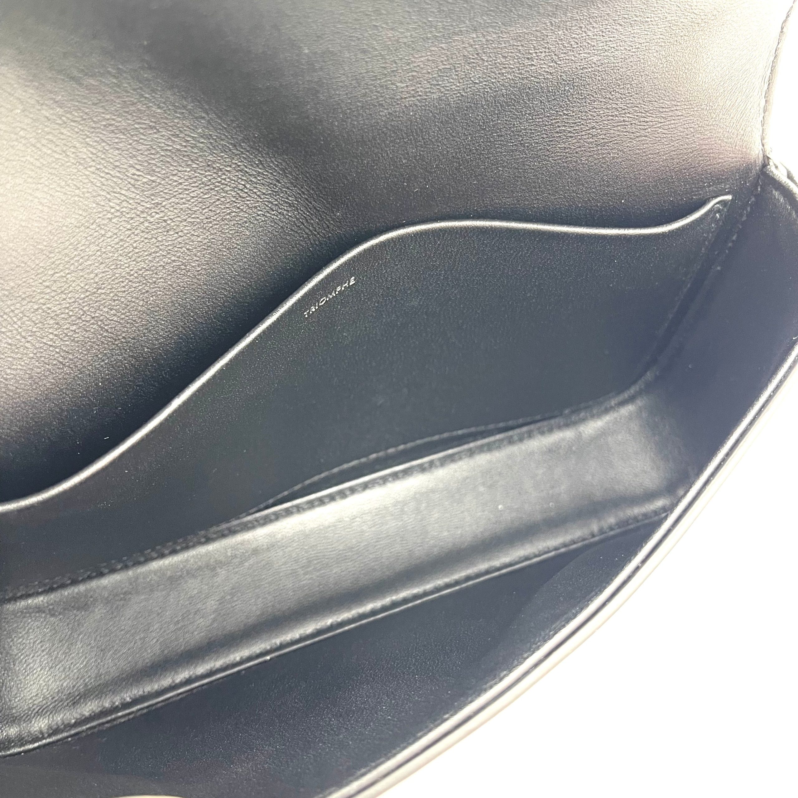 CELINE Shiny Calfskin Triomphe Chain Shoulder Bag Black