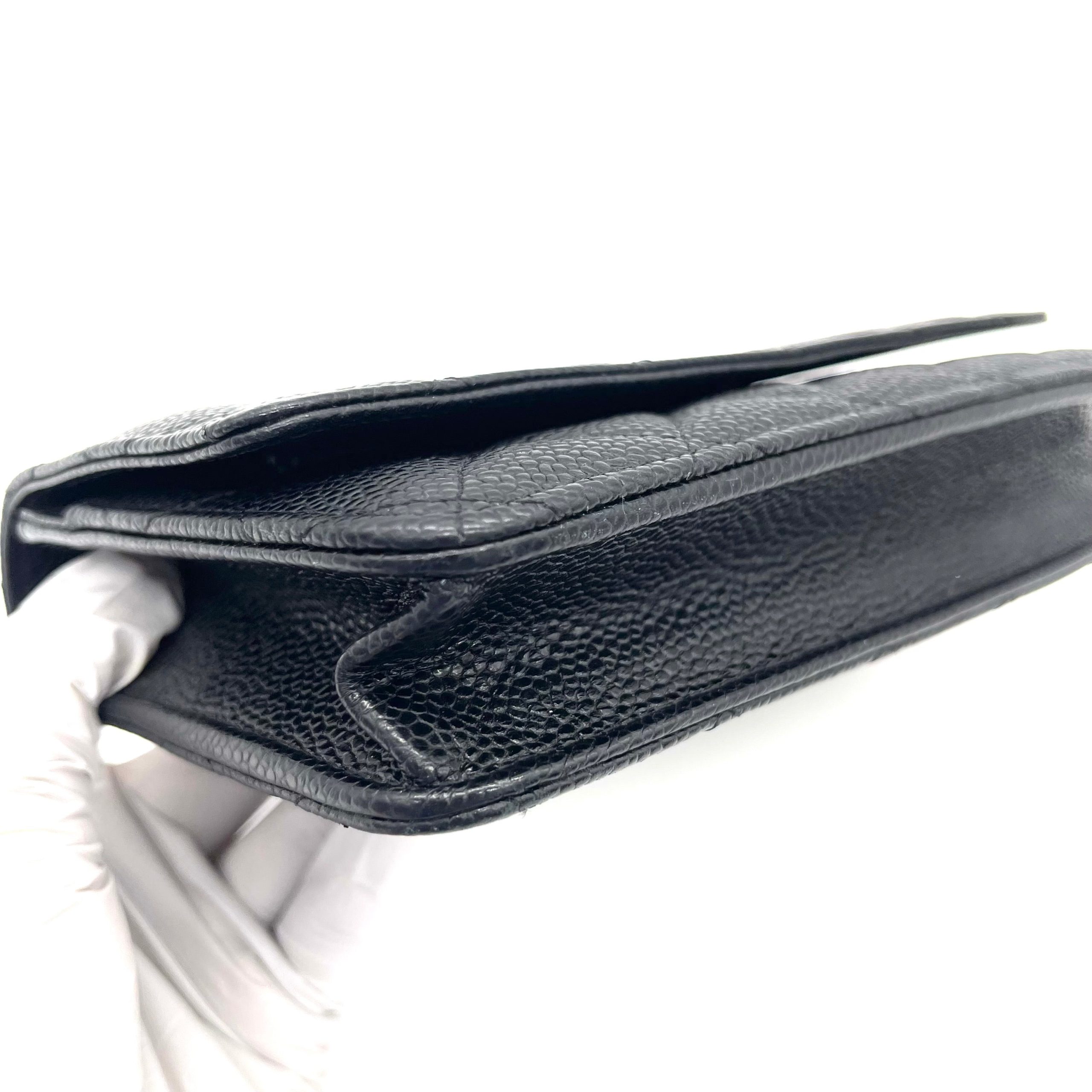 CHANEL Caviar Quilted Wallet On Chain (WOC) – Black & Gold