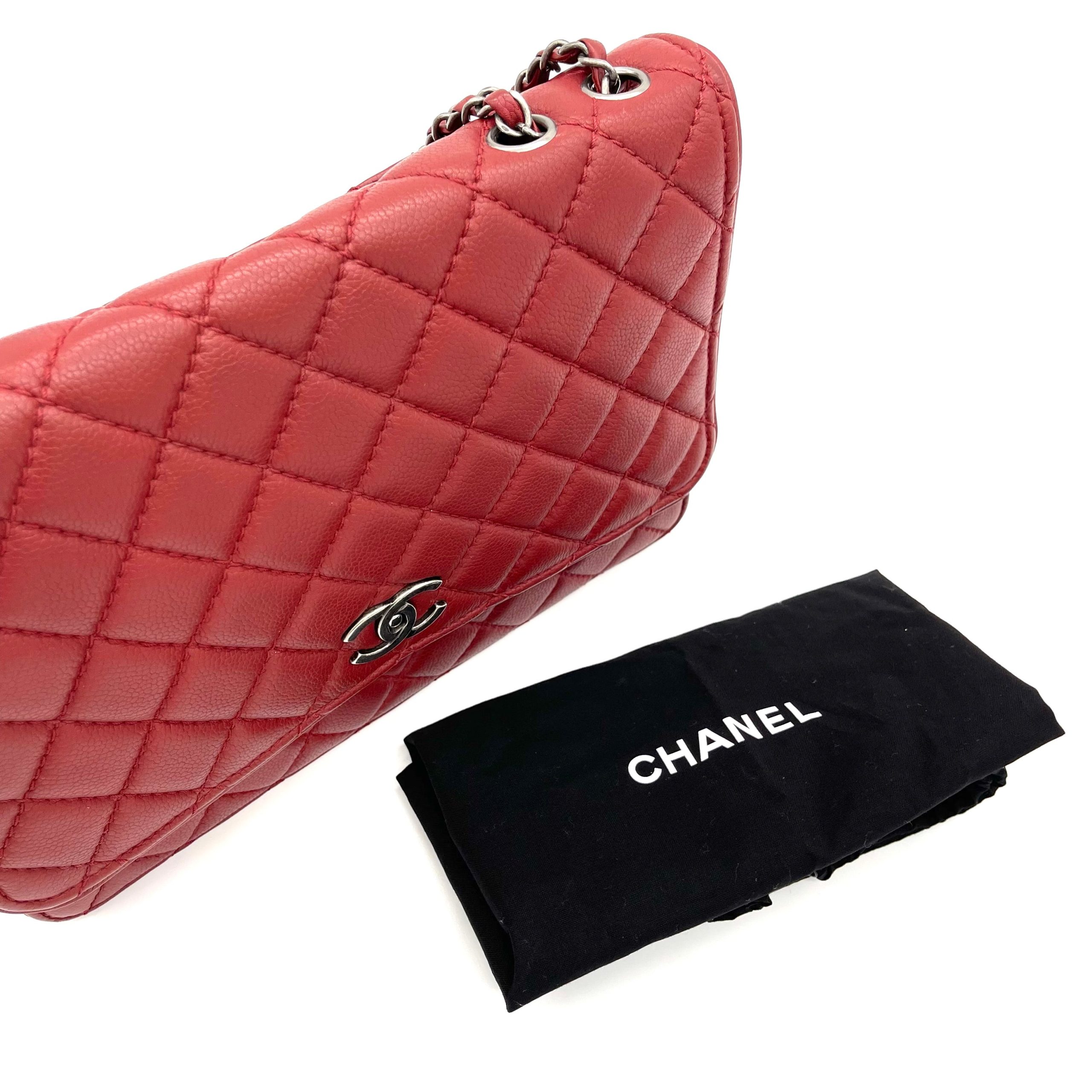 Chanel CC Compartment Chain Flap Bag Quilted Caviar Large 2014