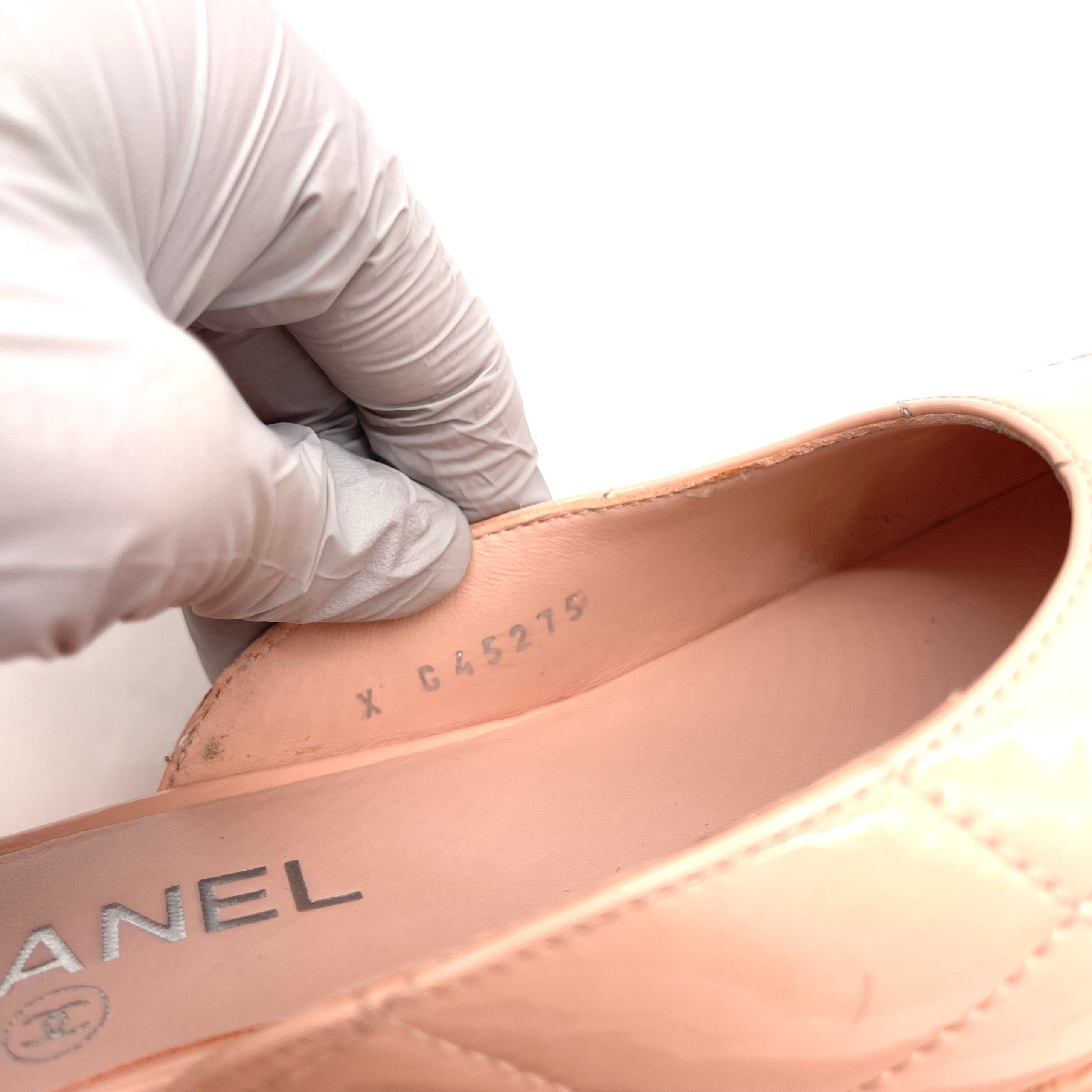 CHANEL Quilted Patent Leather Ankle Strap Pumps – Light Pink SIZE6