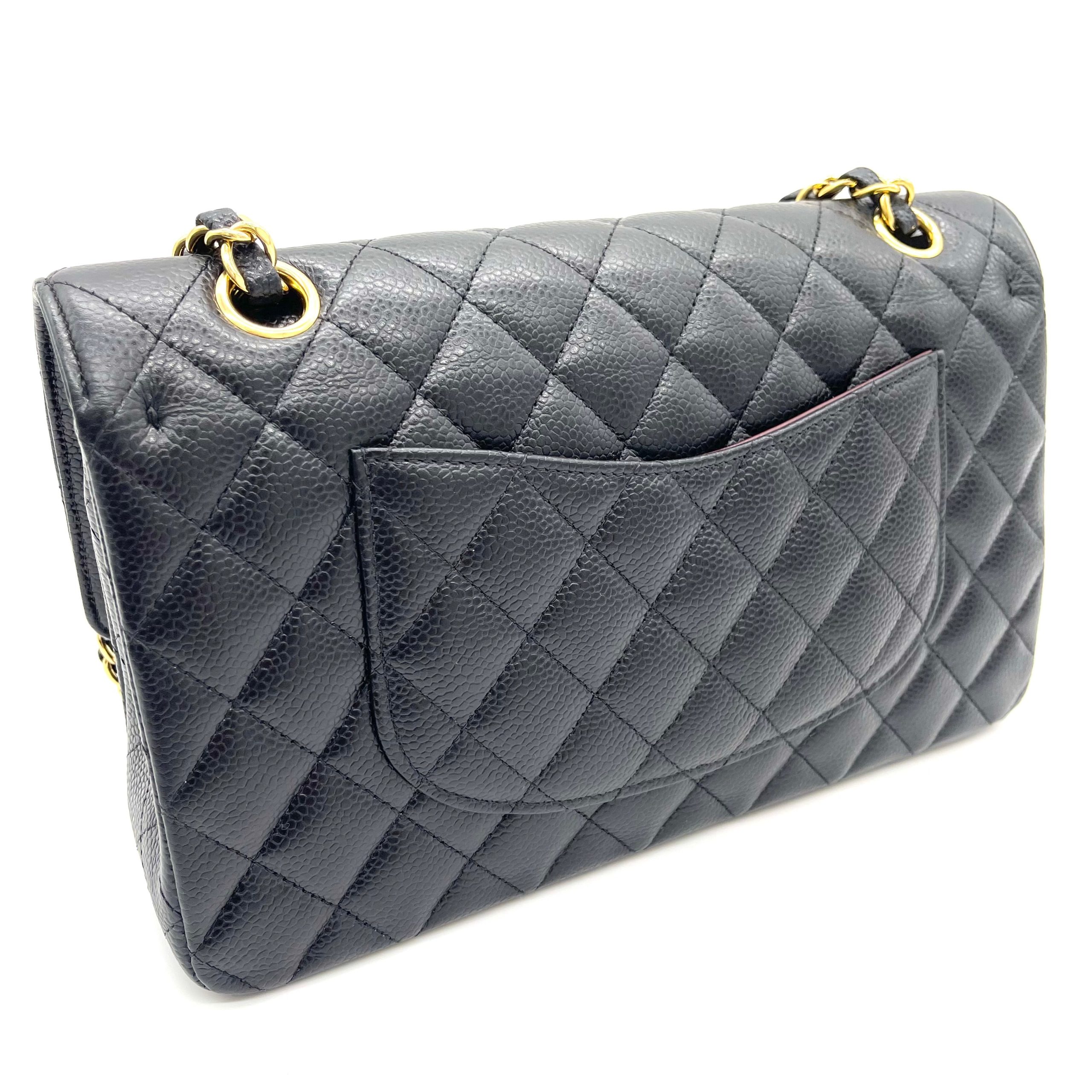 CHANEL Caviar Quilted Medium Double Flap Black