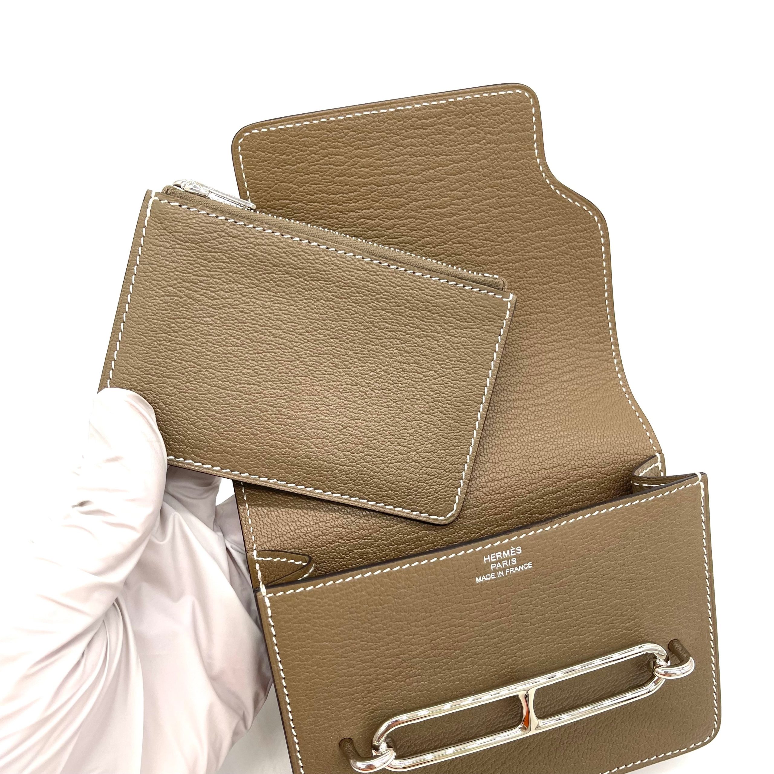 HERMES Chevre Mysore Roulis Slim Wallet Etoupe Brand New Condition Never used