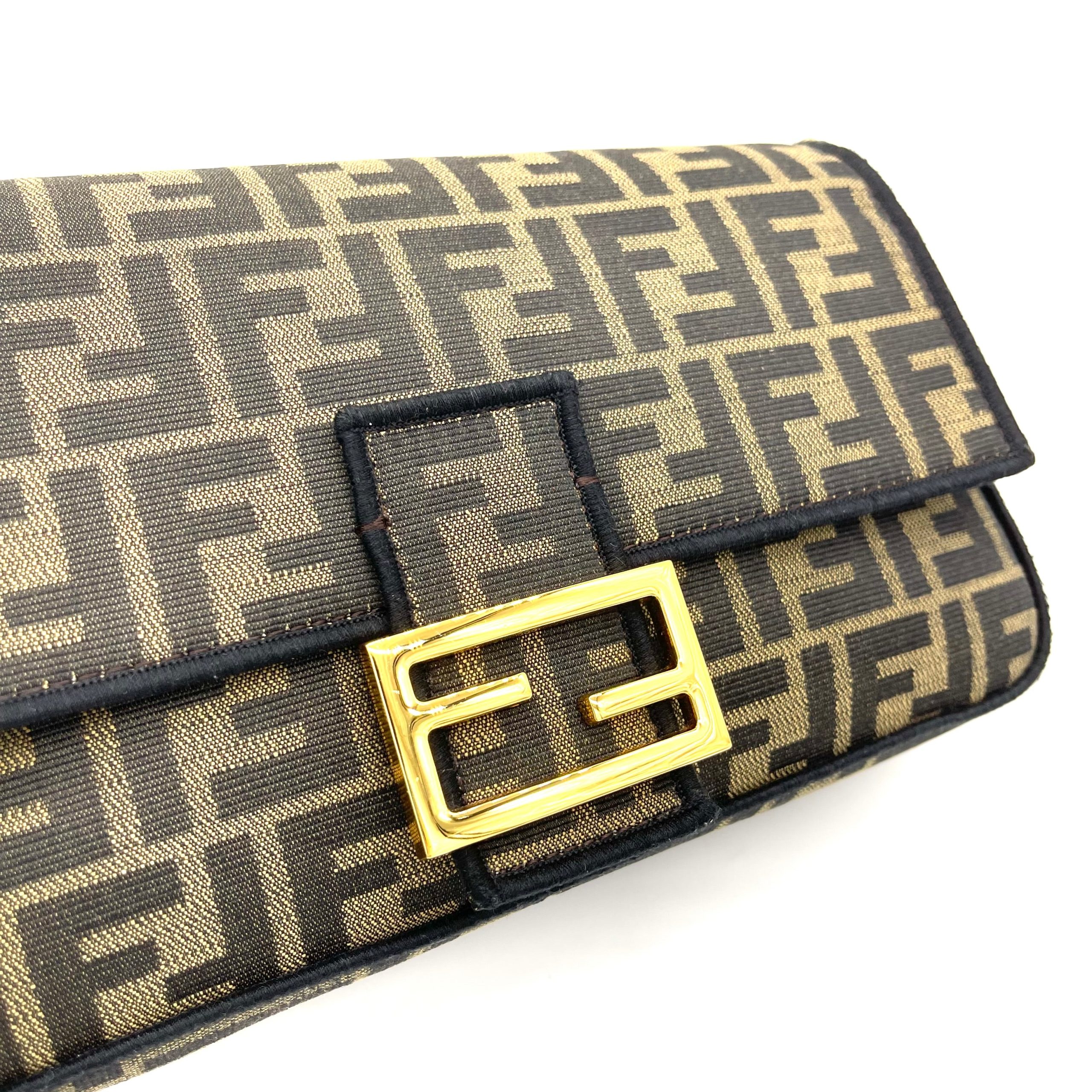 FENDI Baguette Brown FF jacquard fabric bag