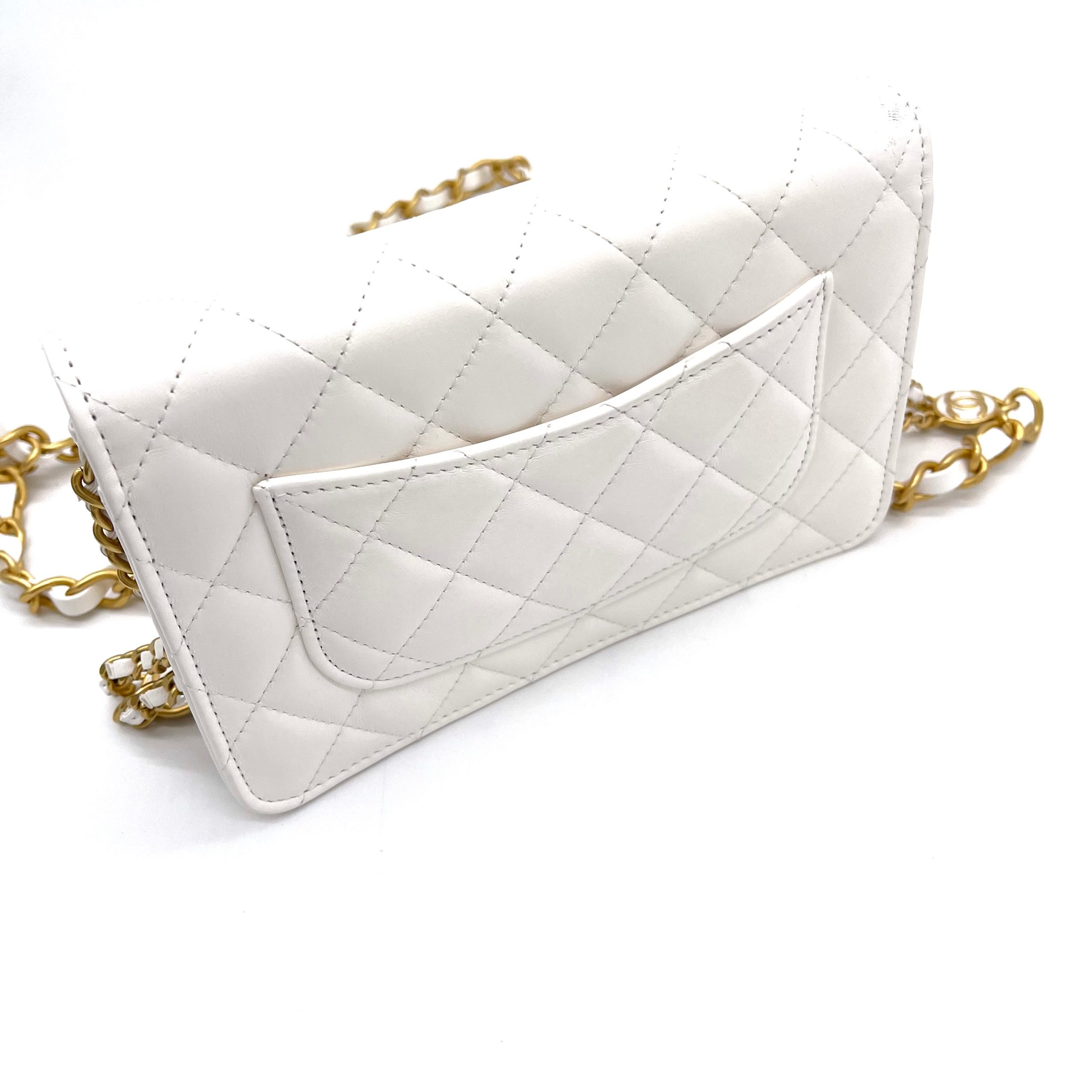 [NEW]CHANEL WALLET ON CHAIN
Shiny Crumpled Calfskin Resin&Gold Metal White