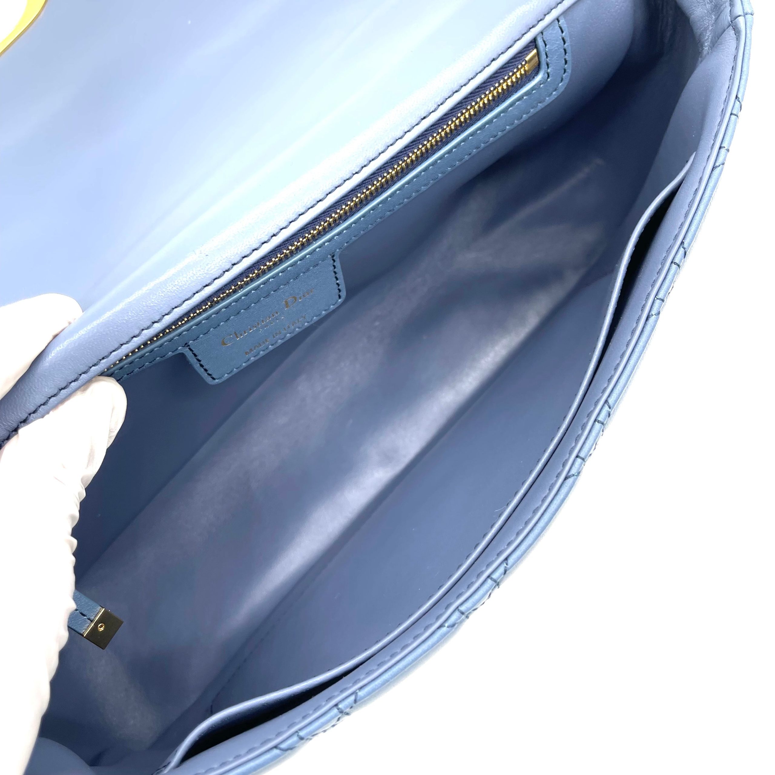 CHRISTIAN DIOR Lambskin Cannage Gradient Large Caro Bag Indigo Blue