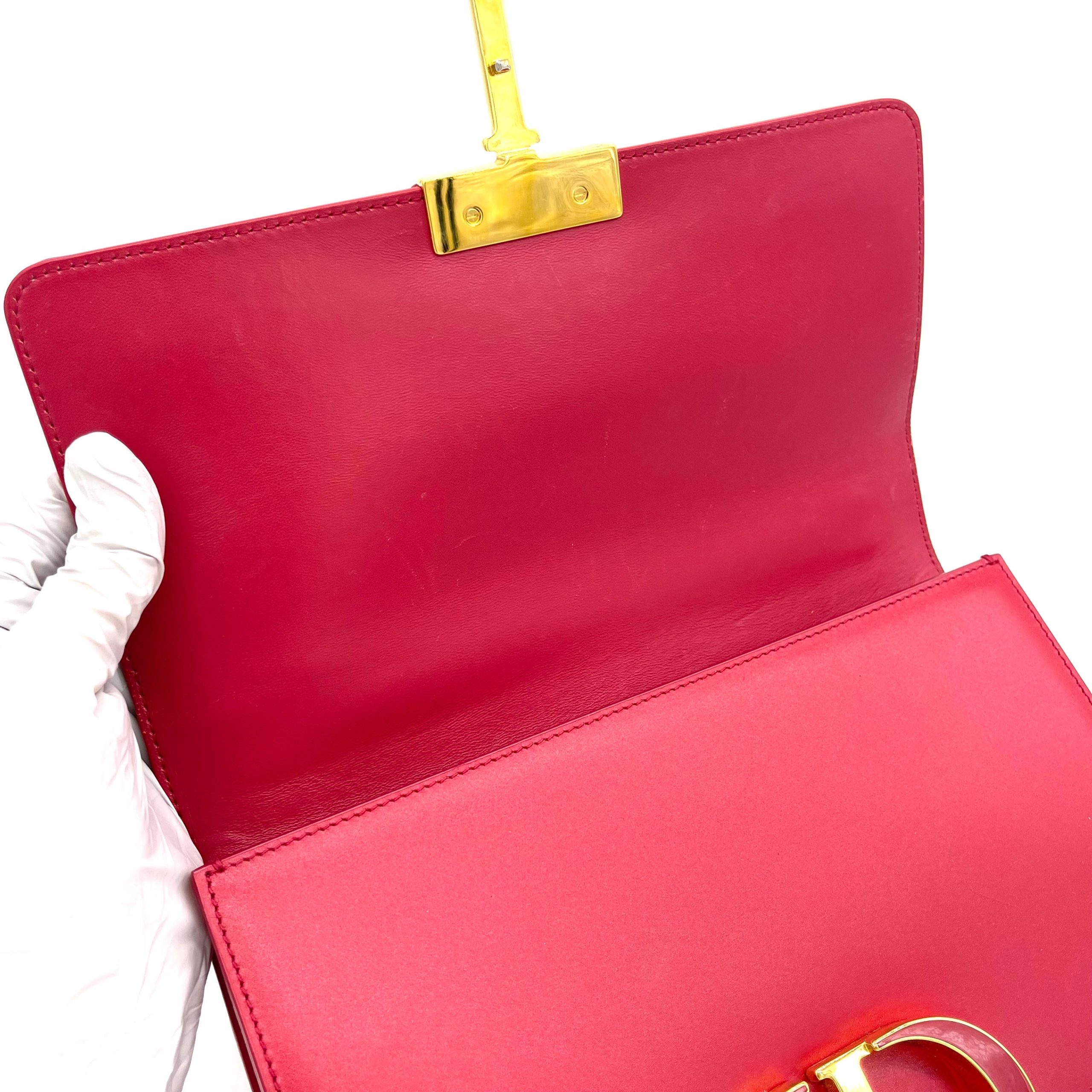 CHRISTIAN DIOR Smooth Calfskin 30 Montaigne Flap Bag Fuchsia