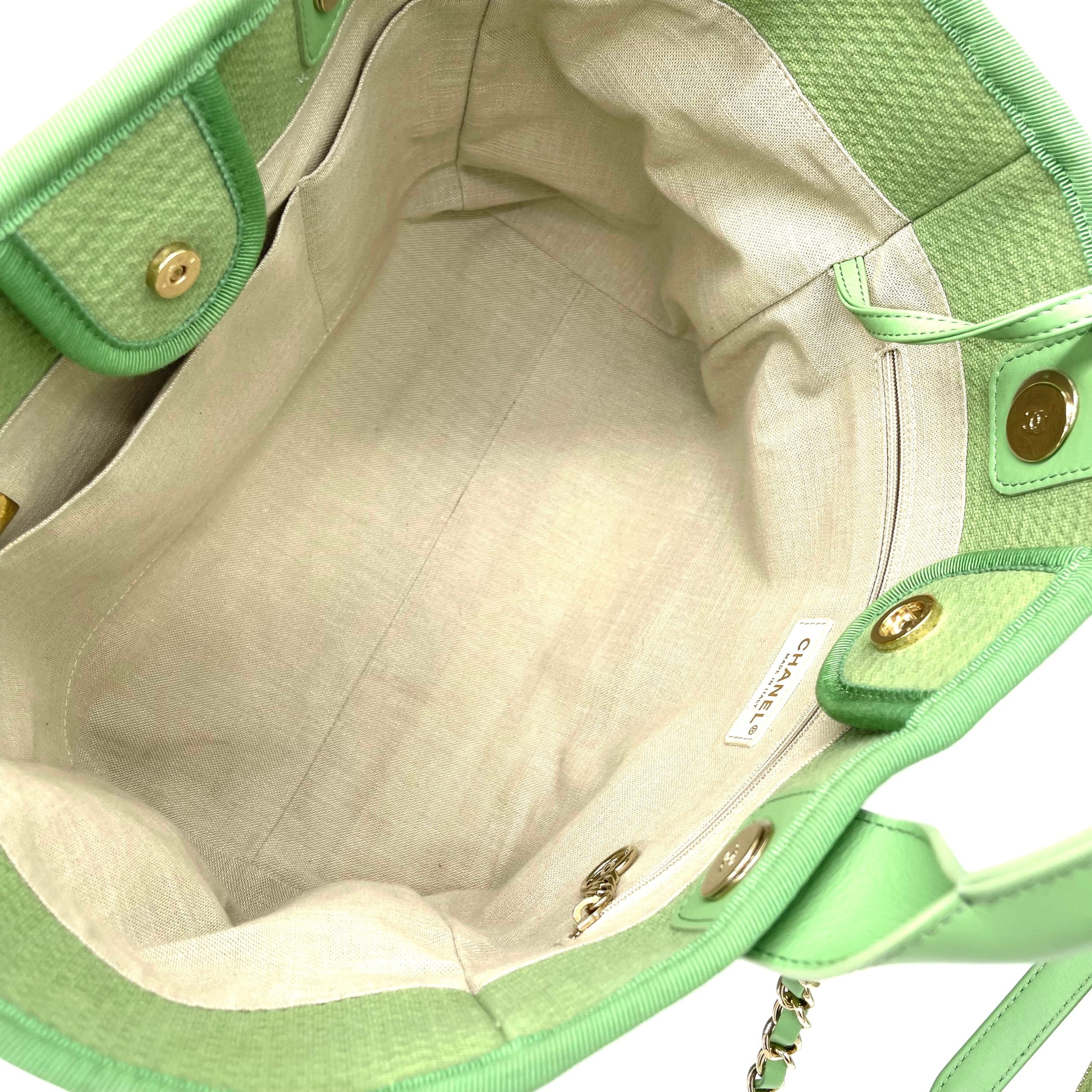 CHANEL Mixed Fibers Small Deauville Tote Green 2023