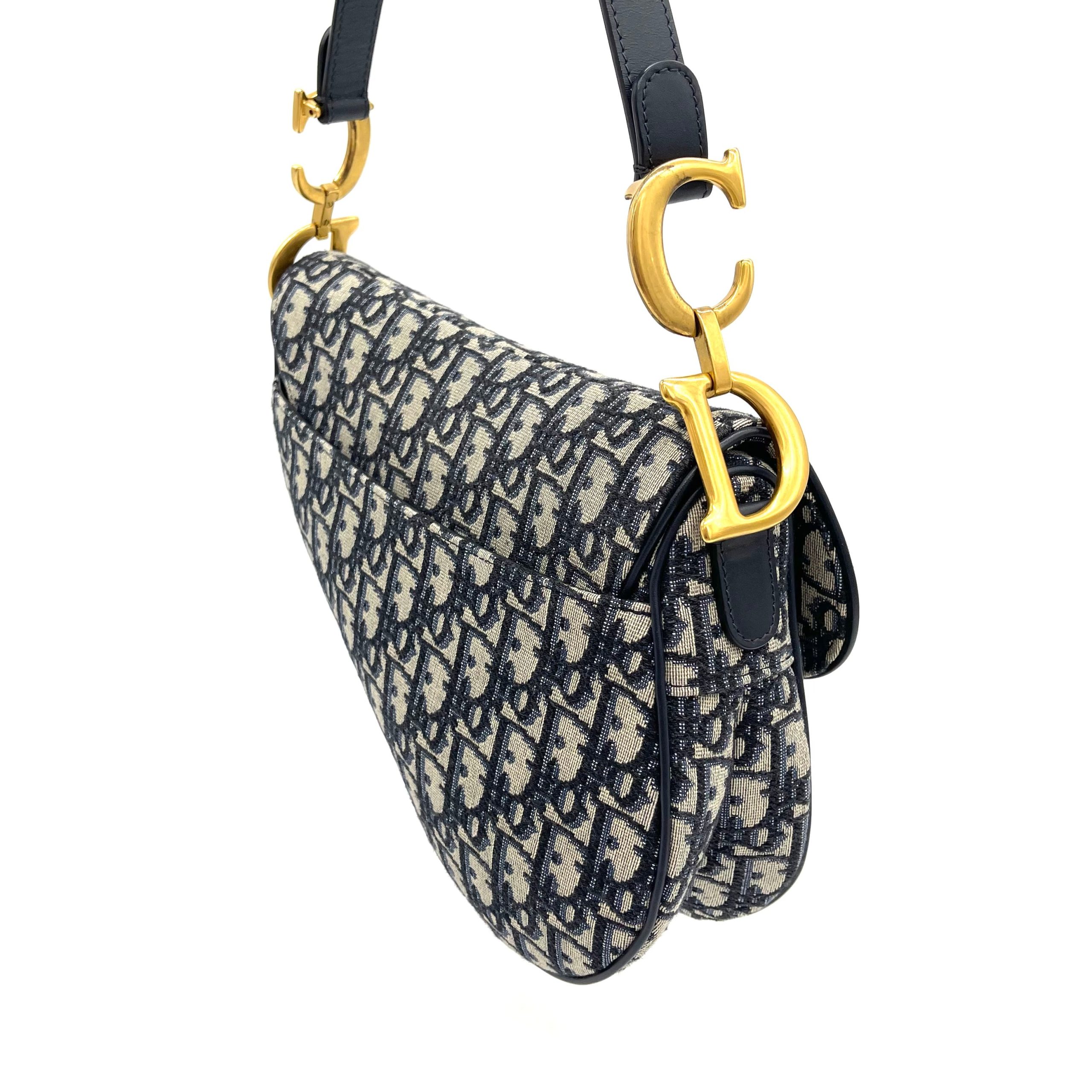 CHRISTIAN DIOR Oblique Saddle Bag Blue