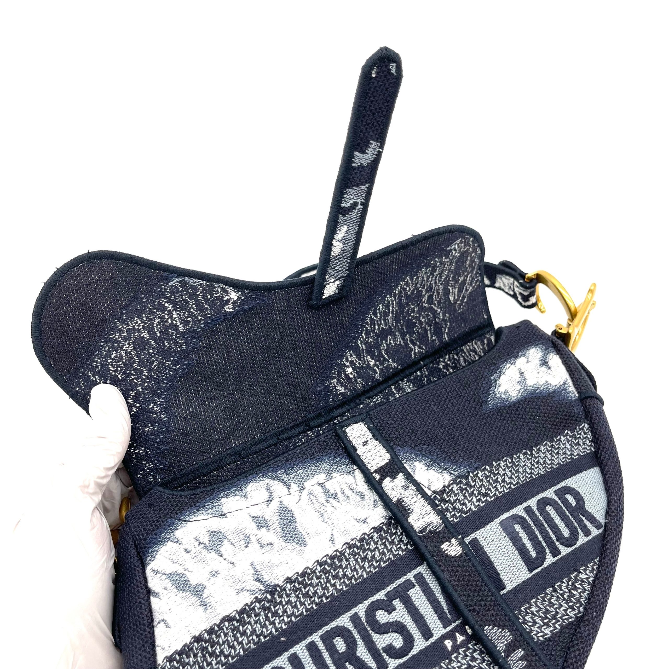 CHRISTIAN DIOR Canvas Tie Dye Saddle Bag Blue Multicolor