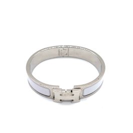 Hermès Clic H Bracelet – White Enamel with Palladium Plated Hardware