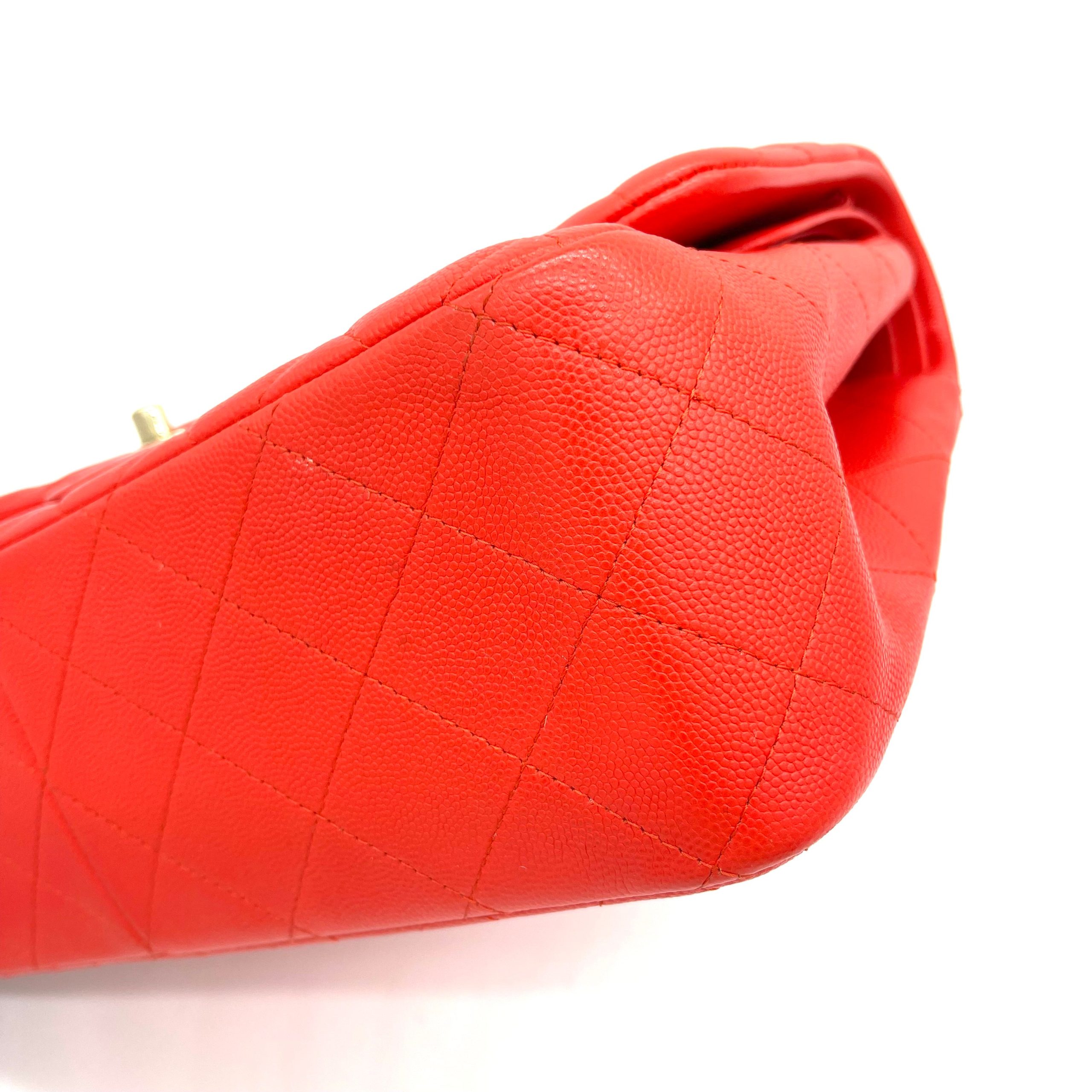 CHANEL Caviar Quilted Jumbo Double Flap Red 2019