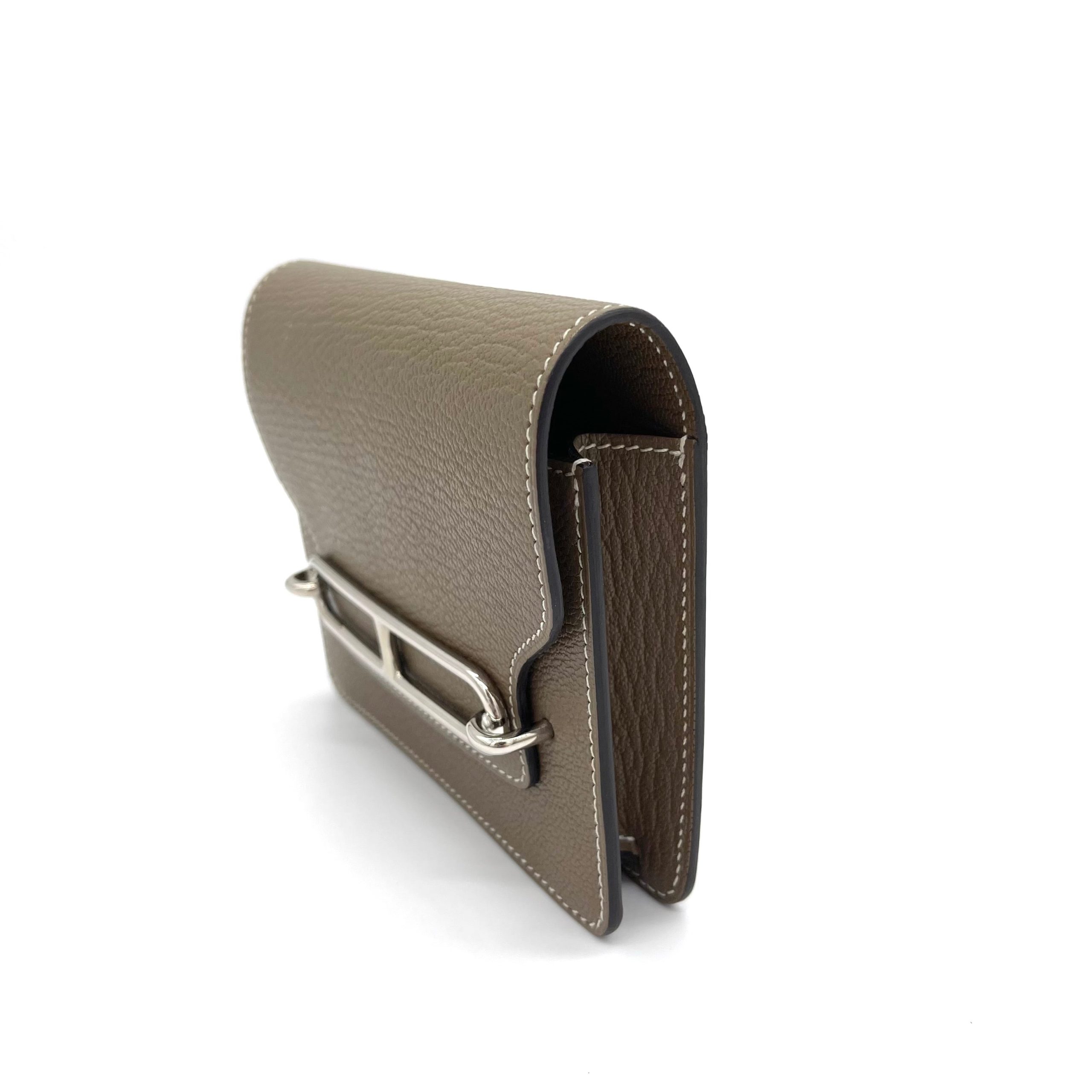 HERMES Chevre Mysore Roulis Slim Wallet Etoupe Brand New Condition Never used