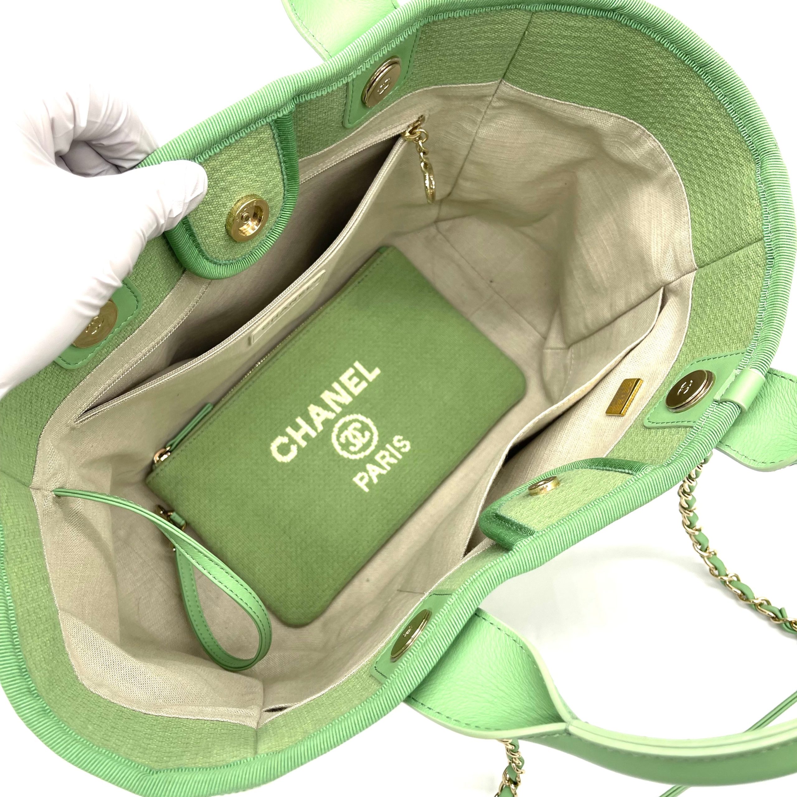 CHANEL Mixed Fibers Small Deauville Tote Green 2023