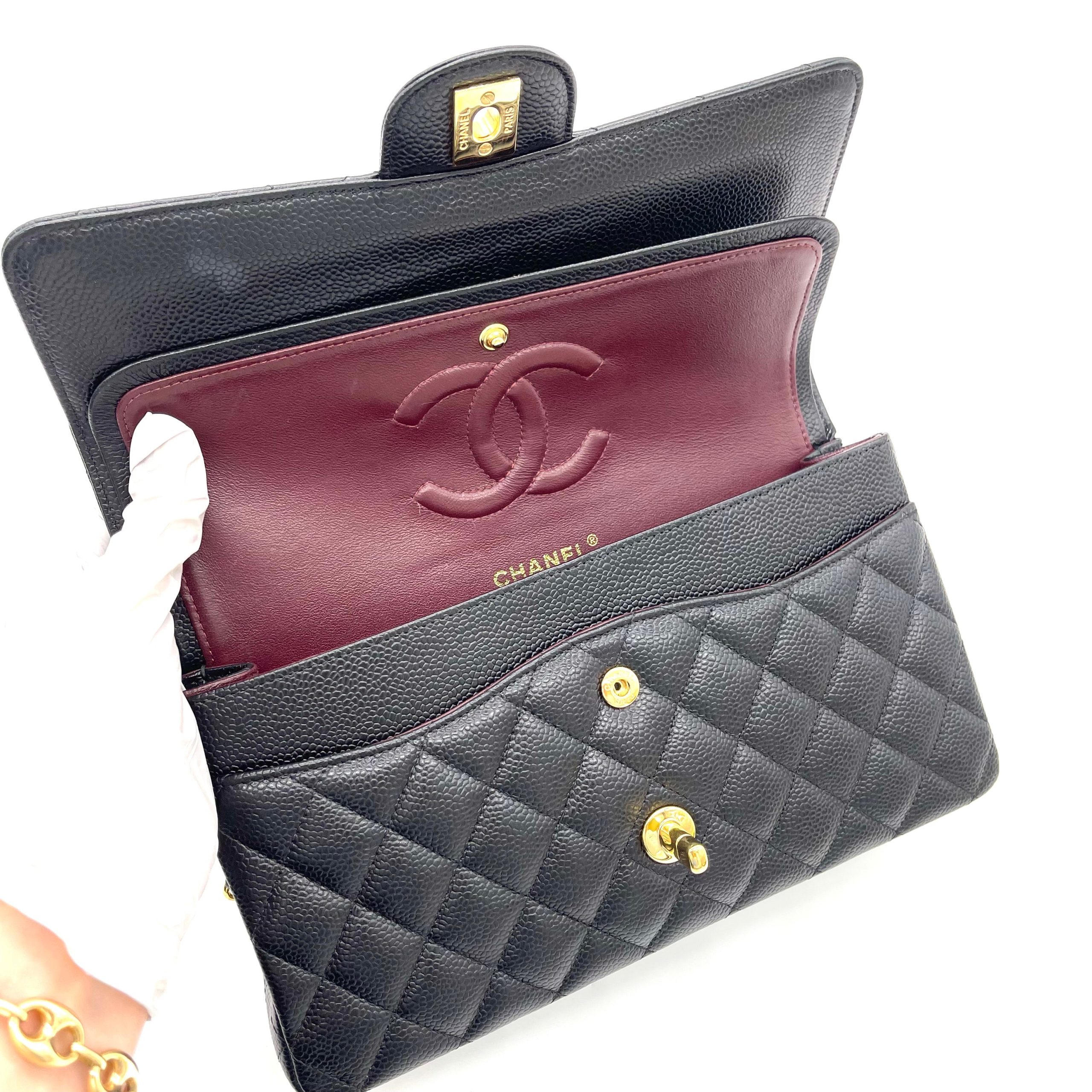 CHANEL Caviar Quilted Medium Double Flap Black