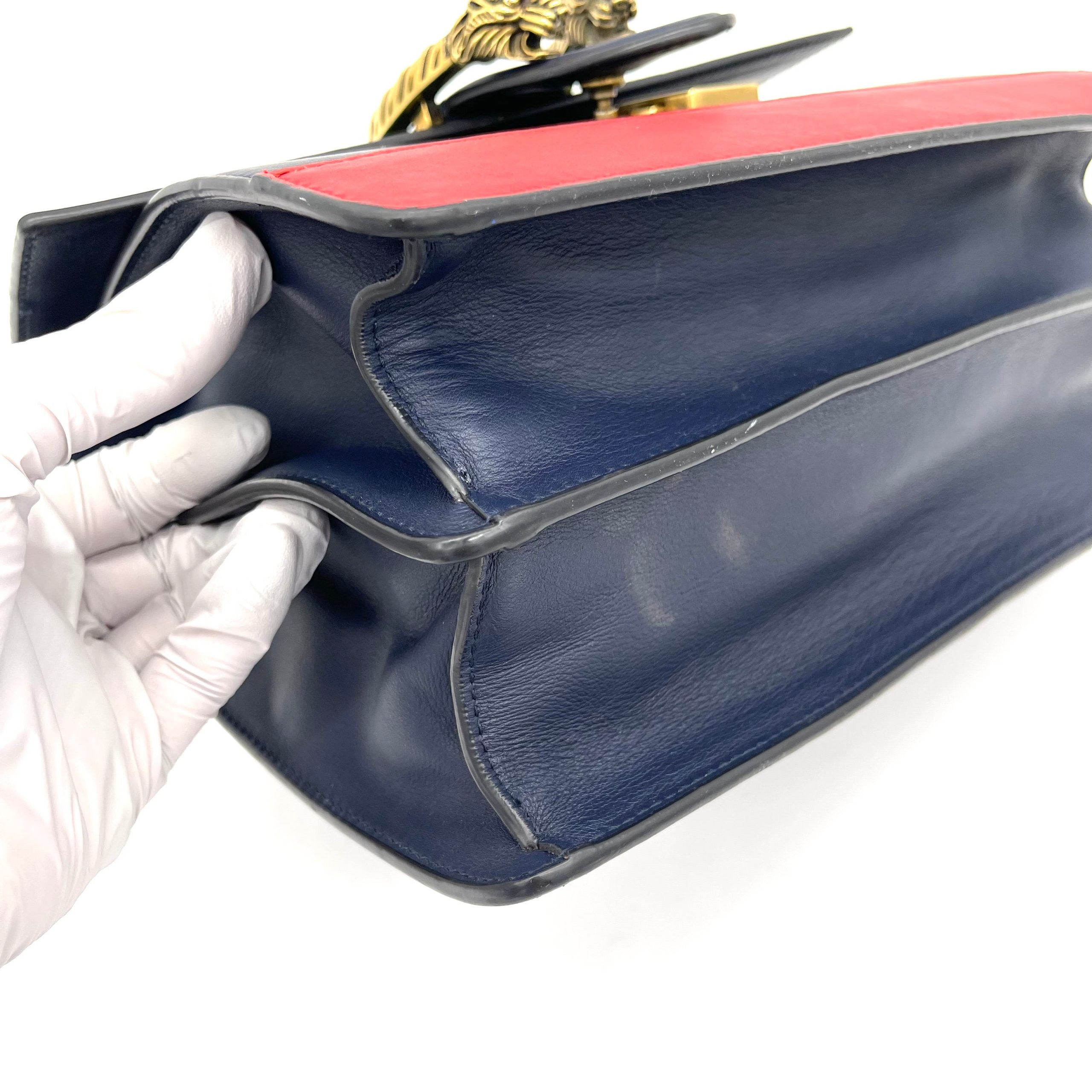 GUCCI Calfskin Bamboo Web Large Dionysus Top Handle Bag Black Bright Evergreen Hibiscus Red