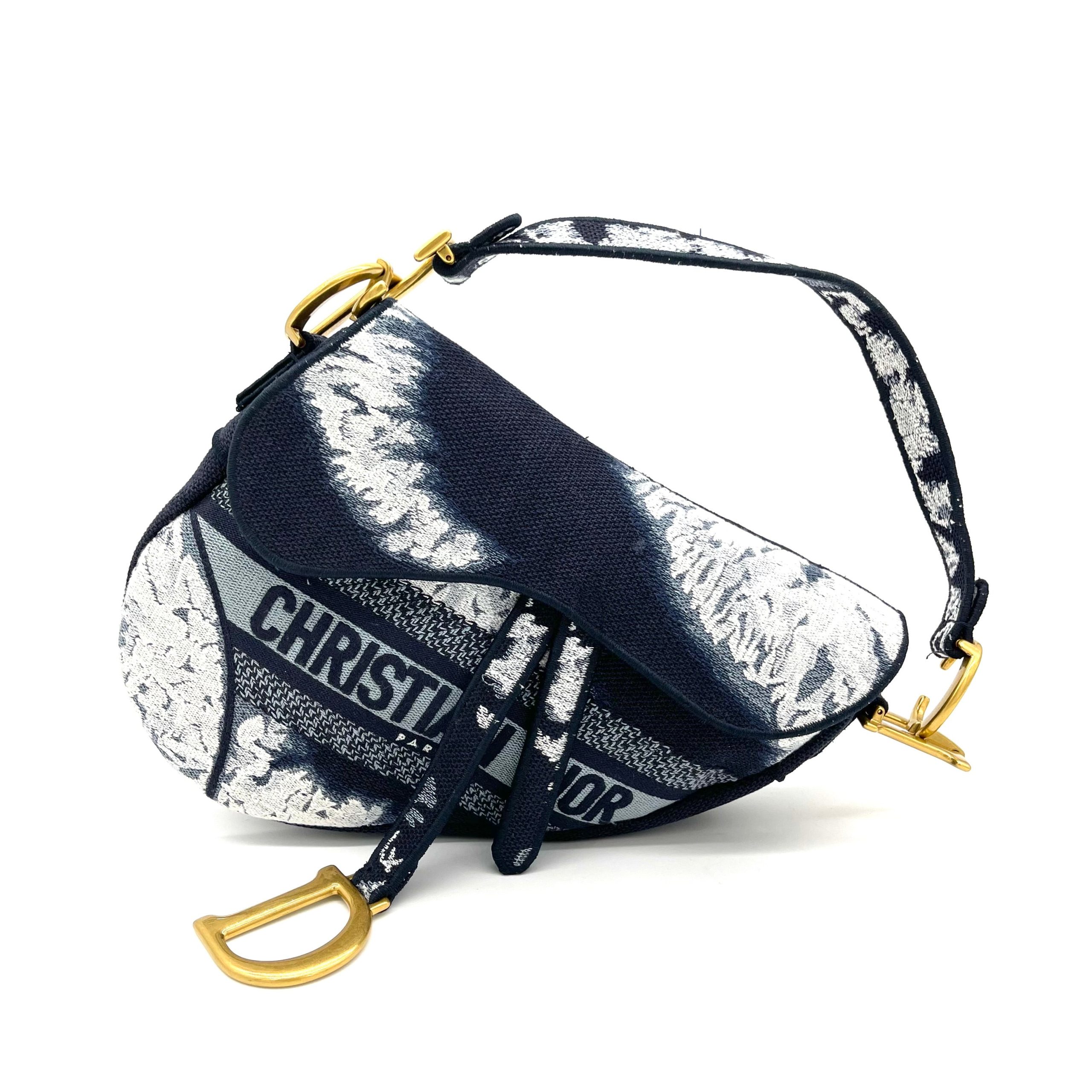 CHRISTIAN DIOR Canvas Tie Dye Saddle Bag Blue Multicolor