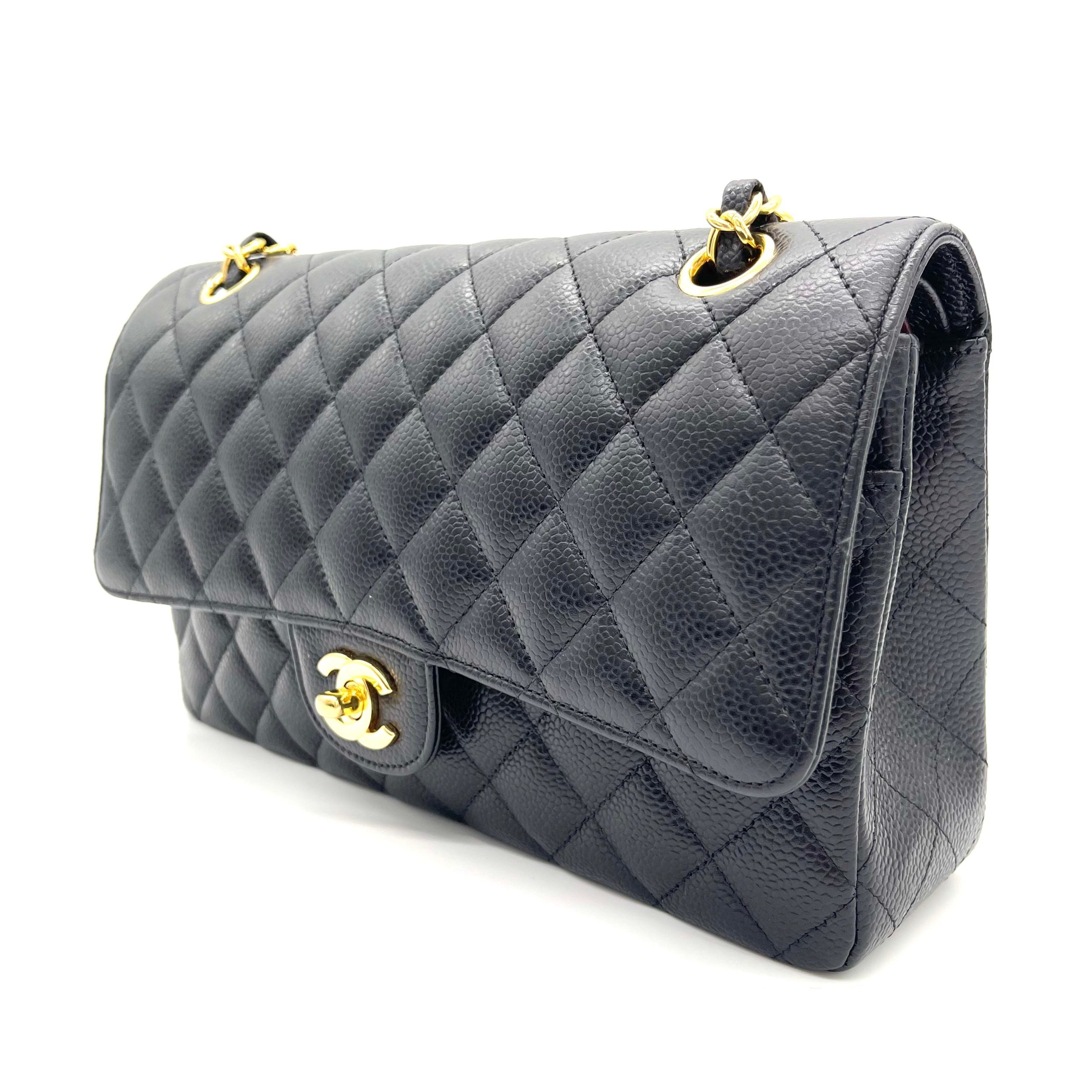 CHANEL Caviar Quilted Medium Double Flap Black