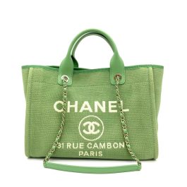 CHANEL Mixed Fibers Small Deauville Tote Green 2023