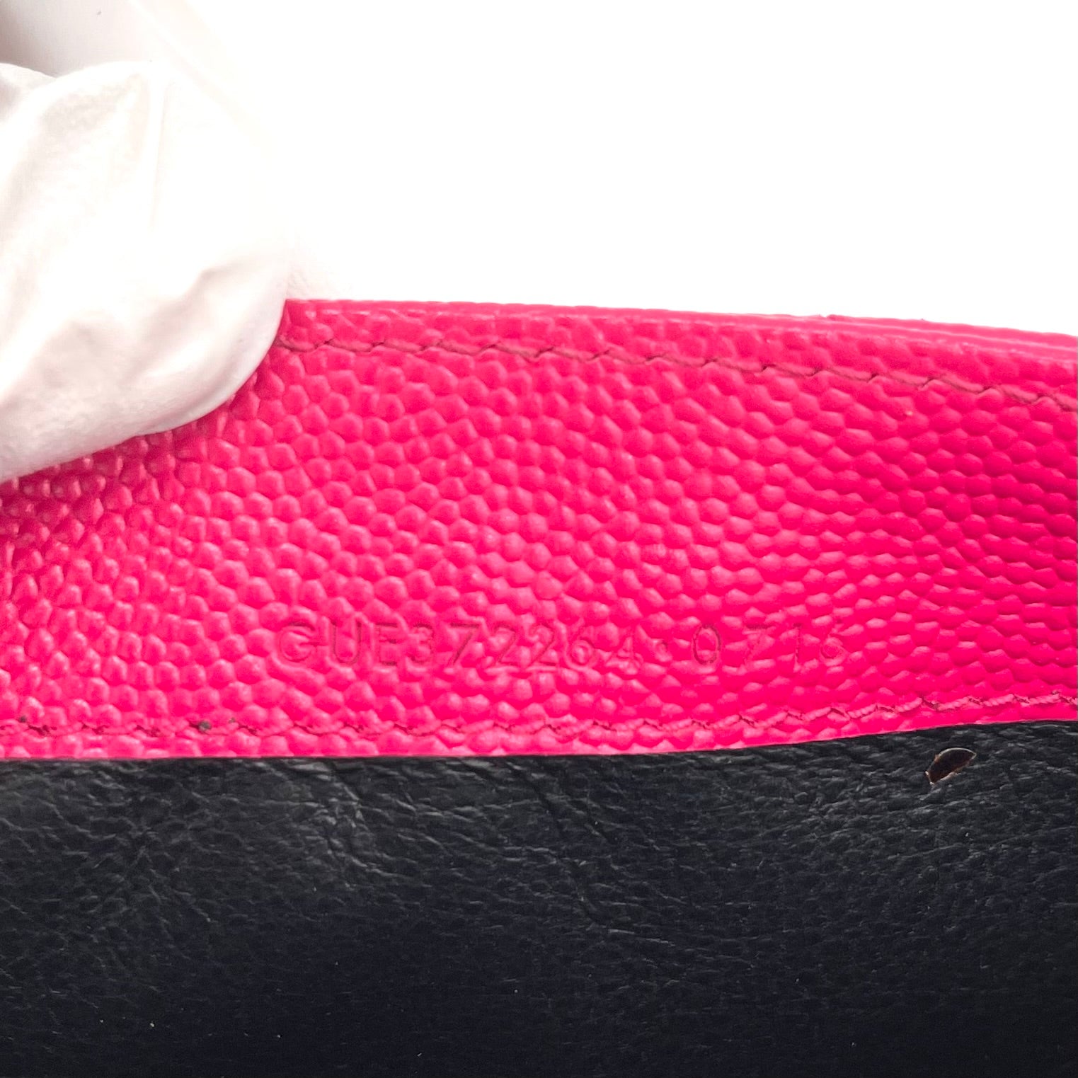 SAINT LAURENT Grain De Poudre Matelasse Chevron Monogram Flap Wallet Pink