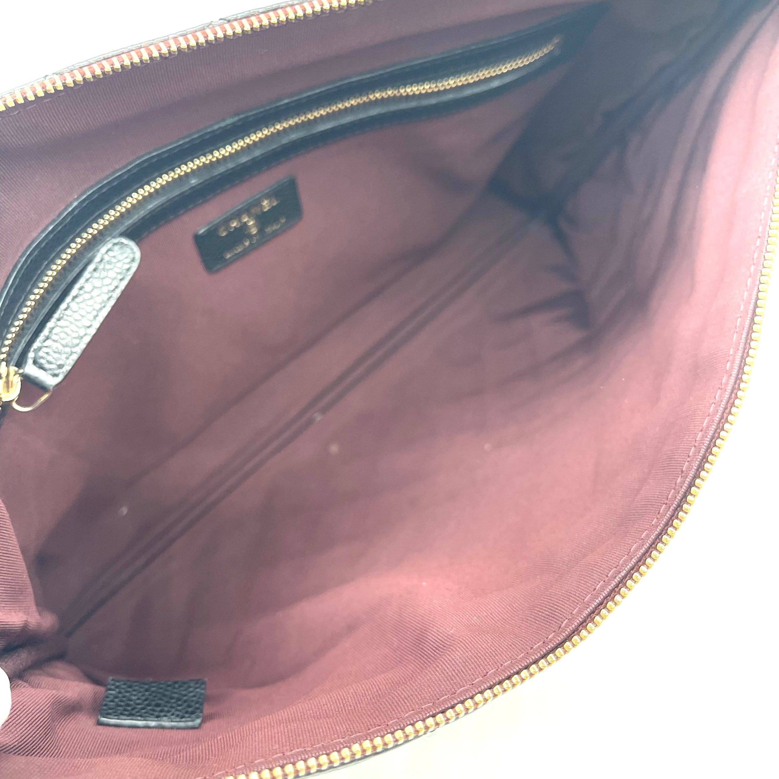 CHANEL O Case Large Clutch in Black Quilted Caviar Leather with Gold-Tone Hardware