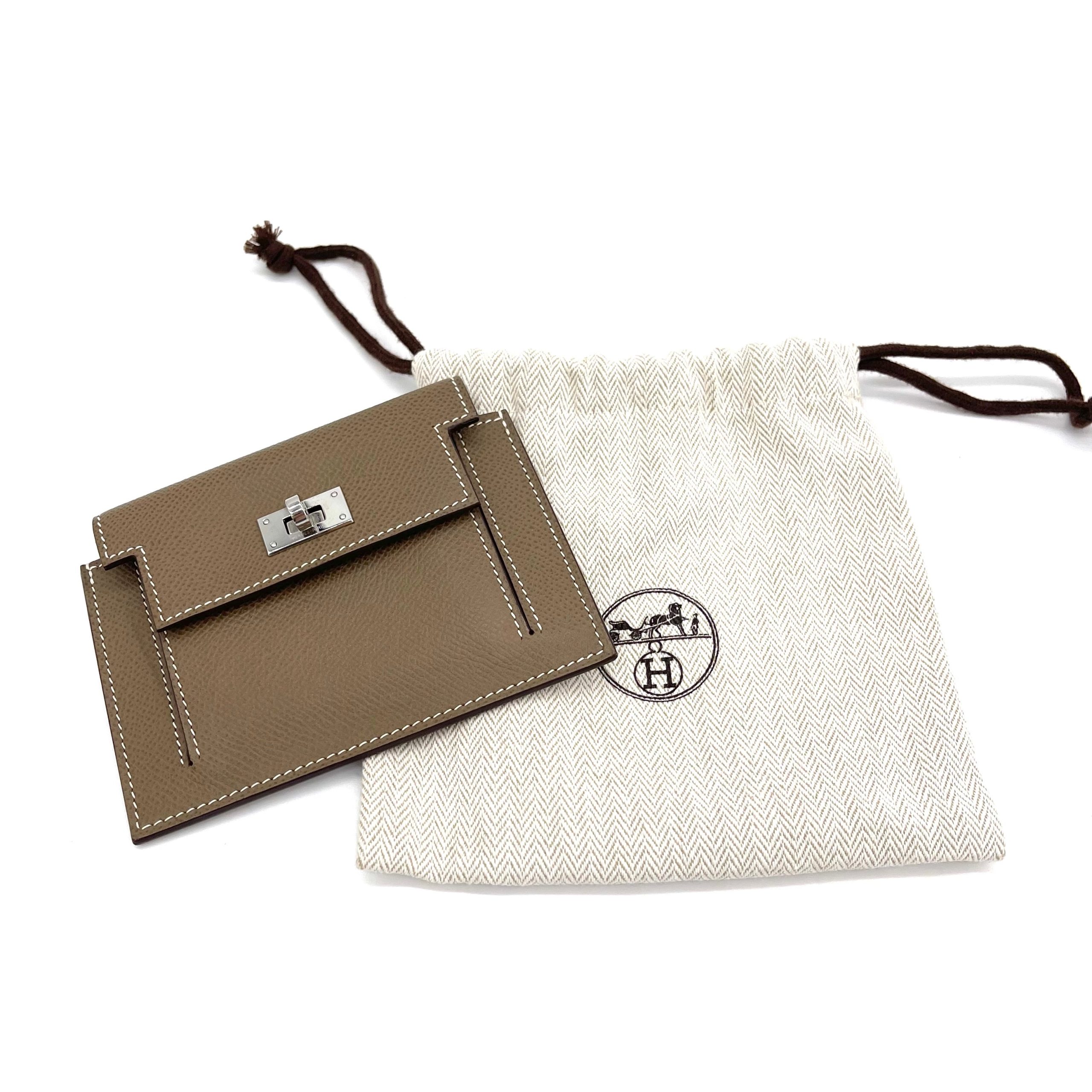 HERMES Epsom Kelly Pocket Compact Wallet Etoupe