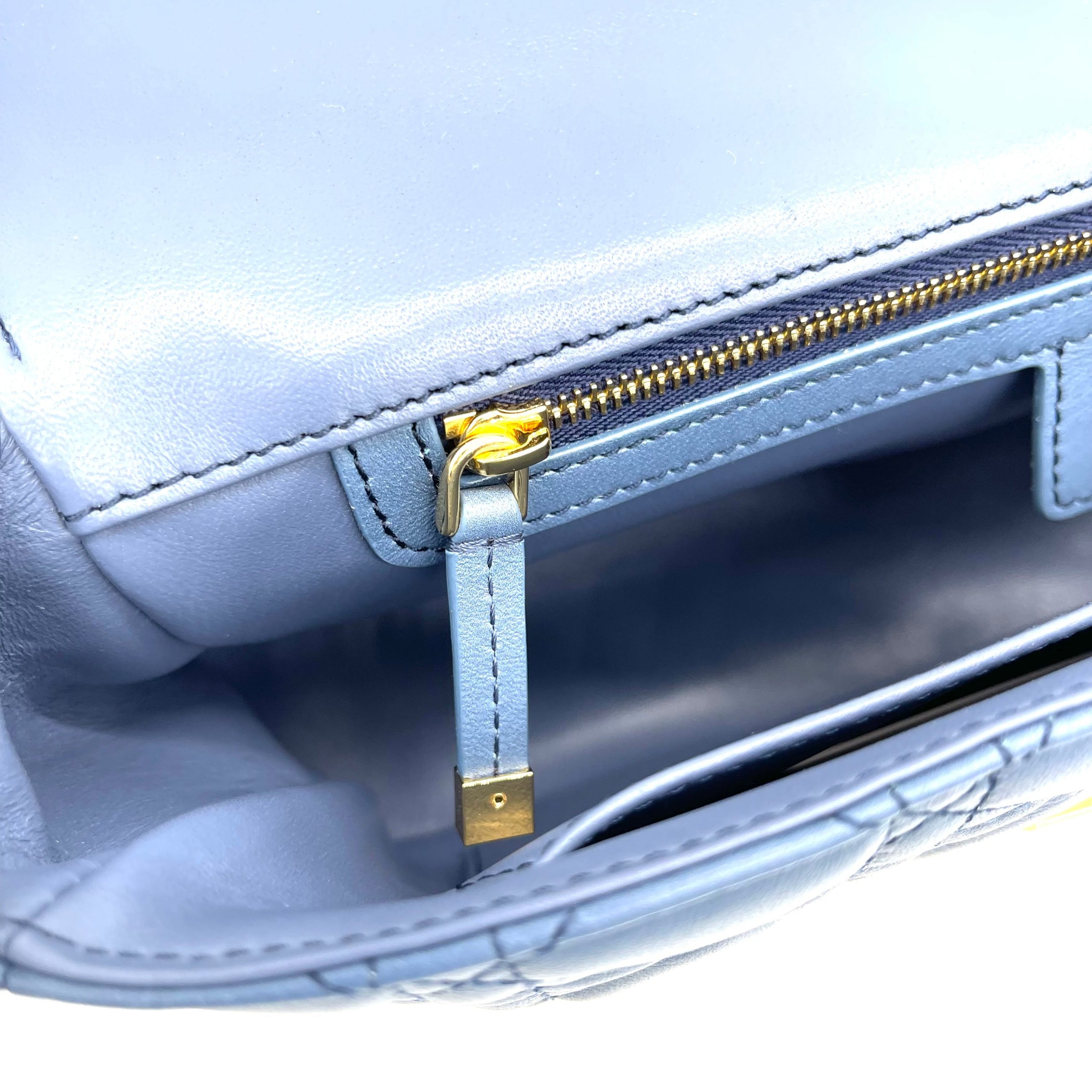 CHRISTIAN DIOR Lambskin Cannage Gradient Large Caro Bag Indigo Blue