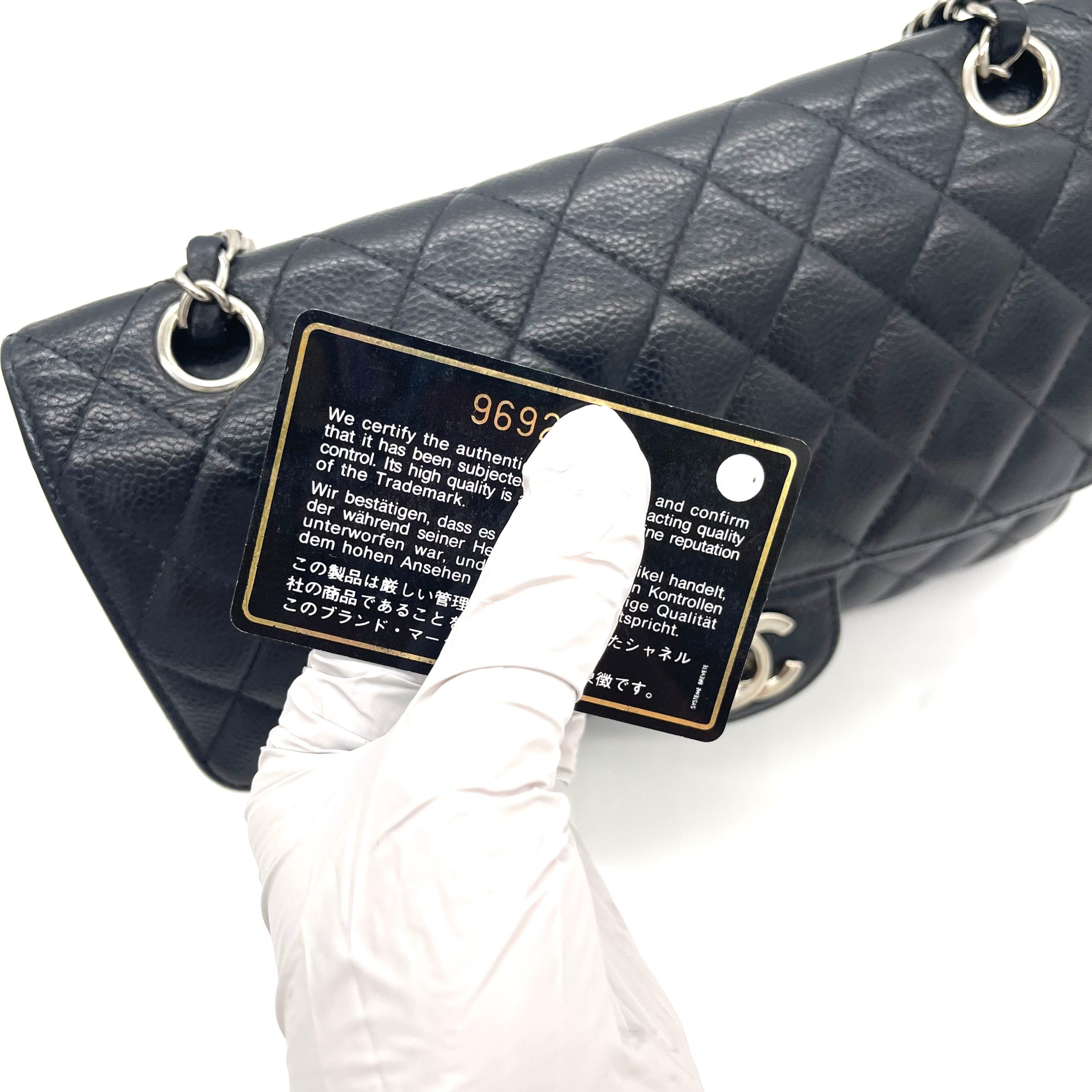 Chanel Classic Medium Double Flap Bag – Black Caviar Leather / Silver Hardware