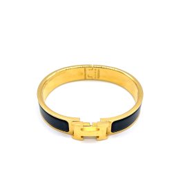 Hermès Clic H Bracelet – Black Enamel with Gold Plated Hardware