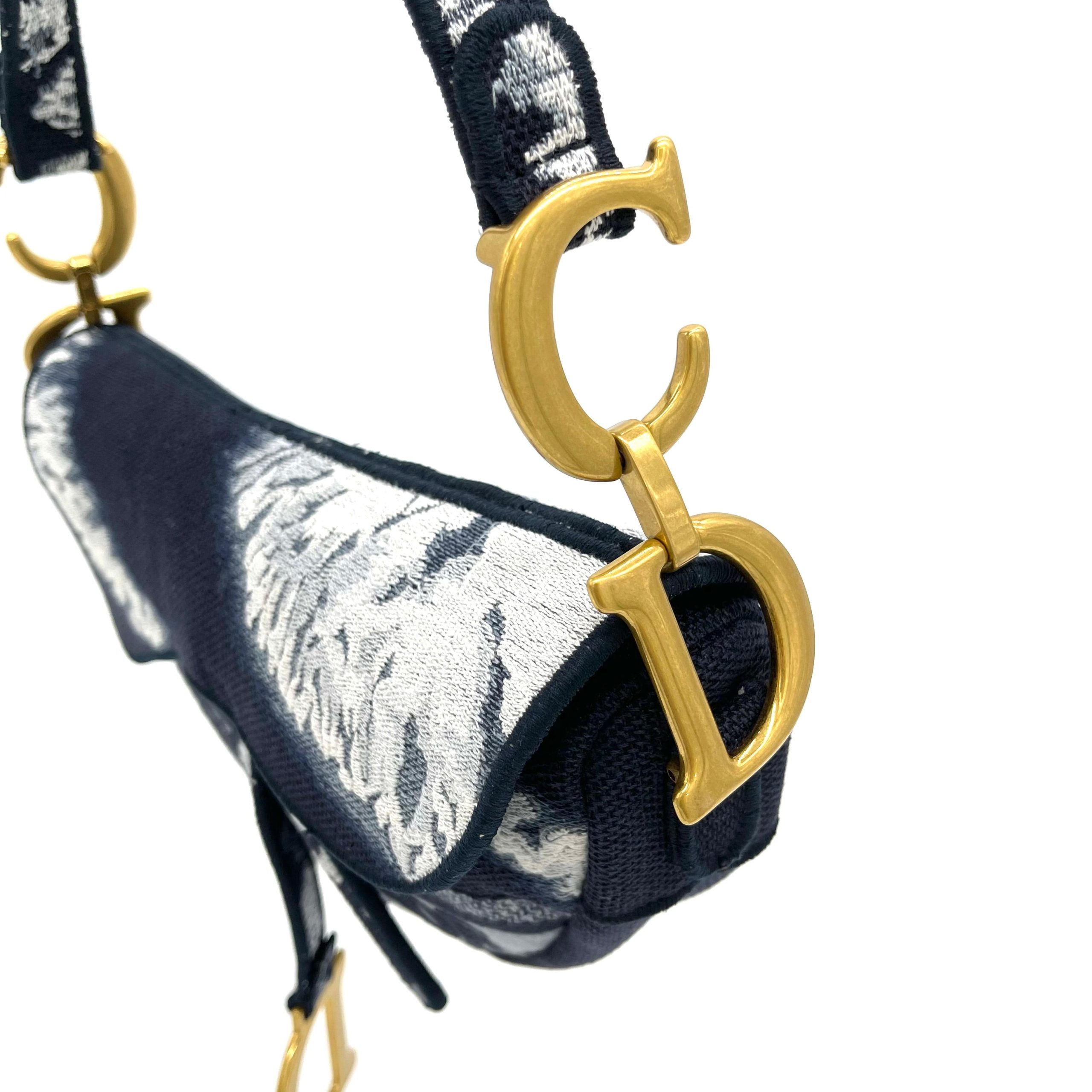 CHRISTIAN DIOR Canvas Tie Dye Saddle Bag Blue Multicolor