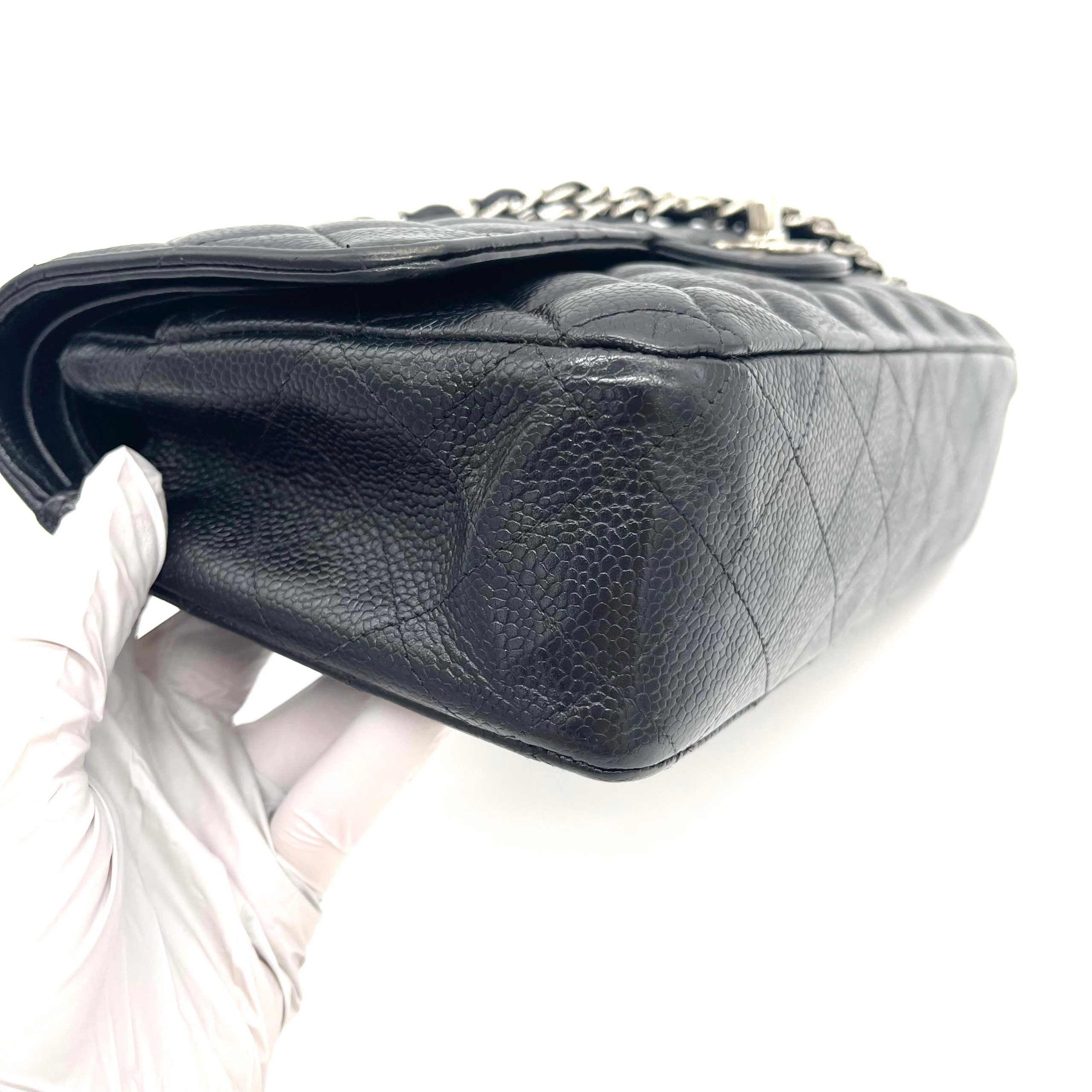 Chanel Classic Medium Double Flap Bag – Black Caviar Leather / Silver Hardware