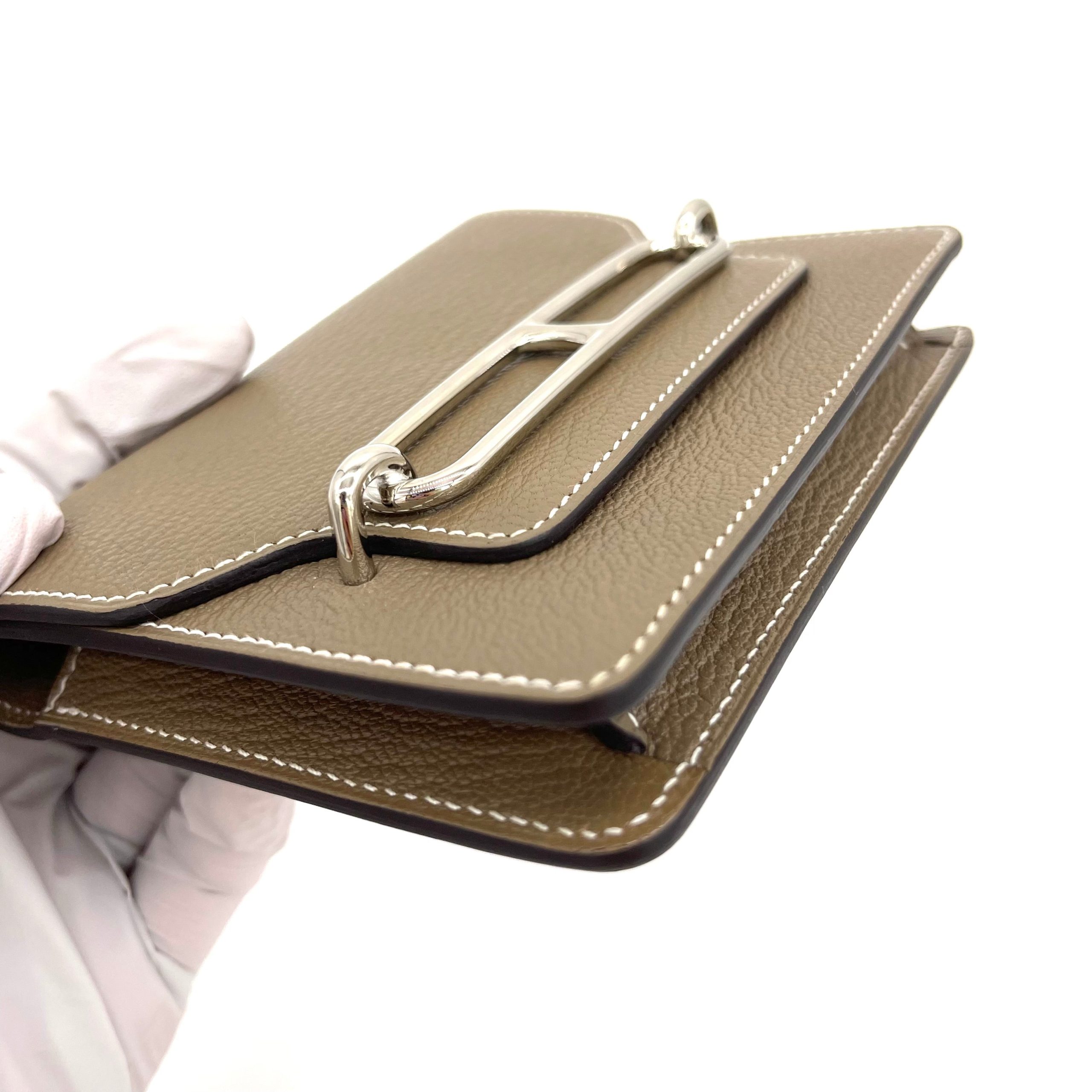 HERMES Chevre Mysore Roulis Slim Wallet Etoupe Brand New Condition Never used