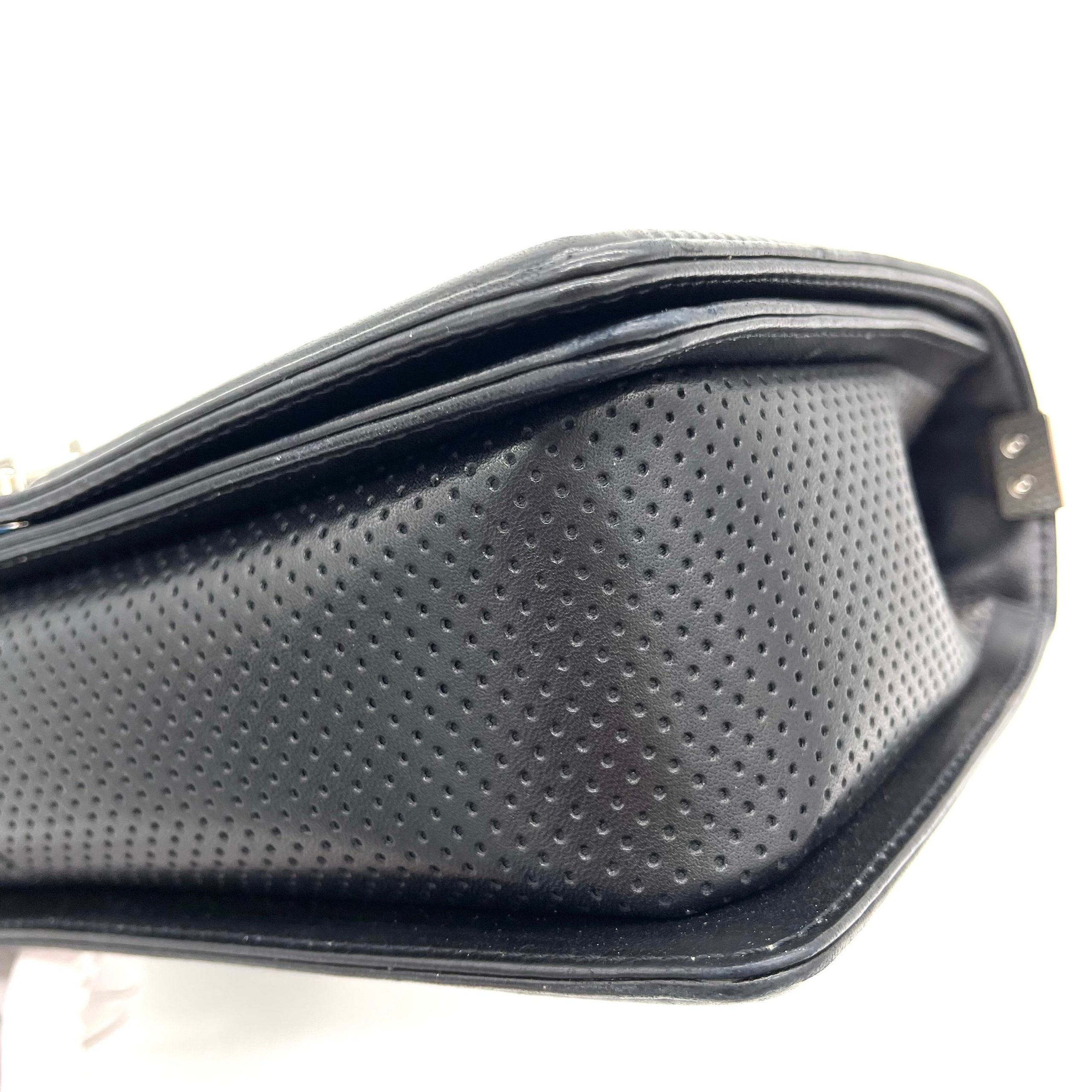 CHANEL Perforated Lambskin Quilted New Medium Boy Flap Black 2014