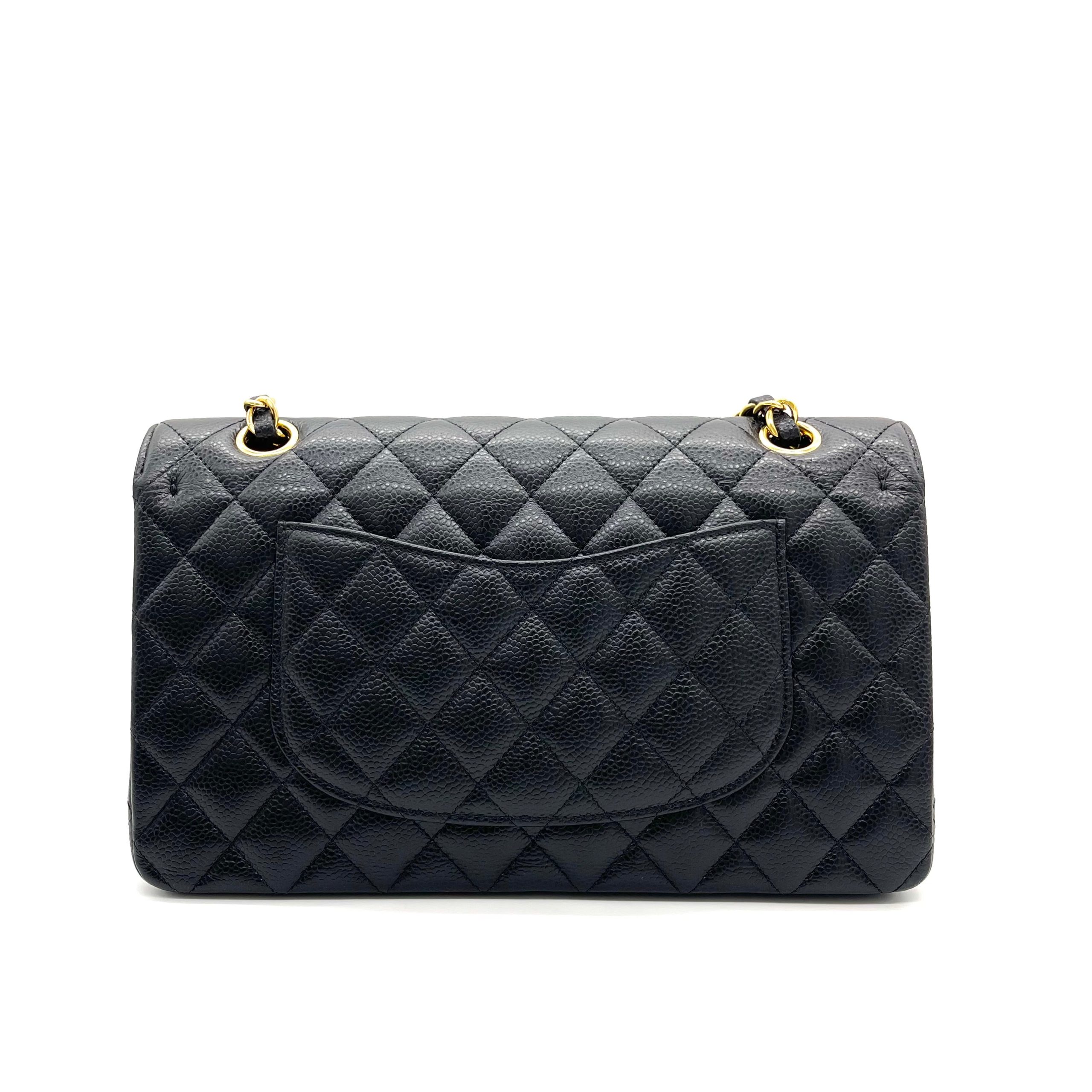 CHANEL Caviar Quilted Medium Double Flap Black