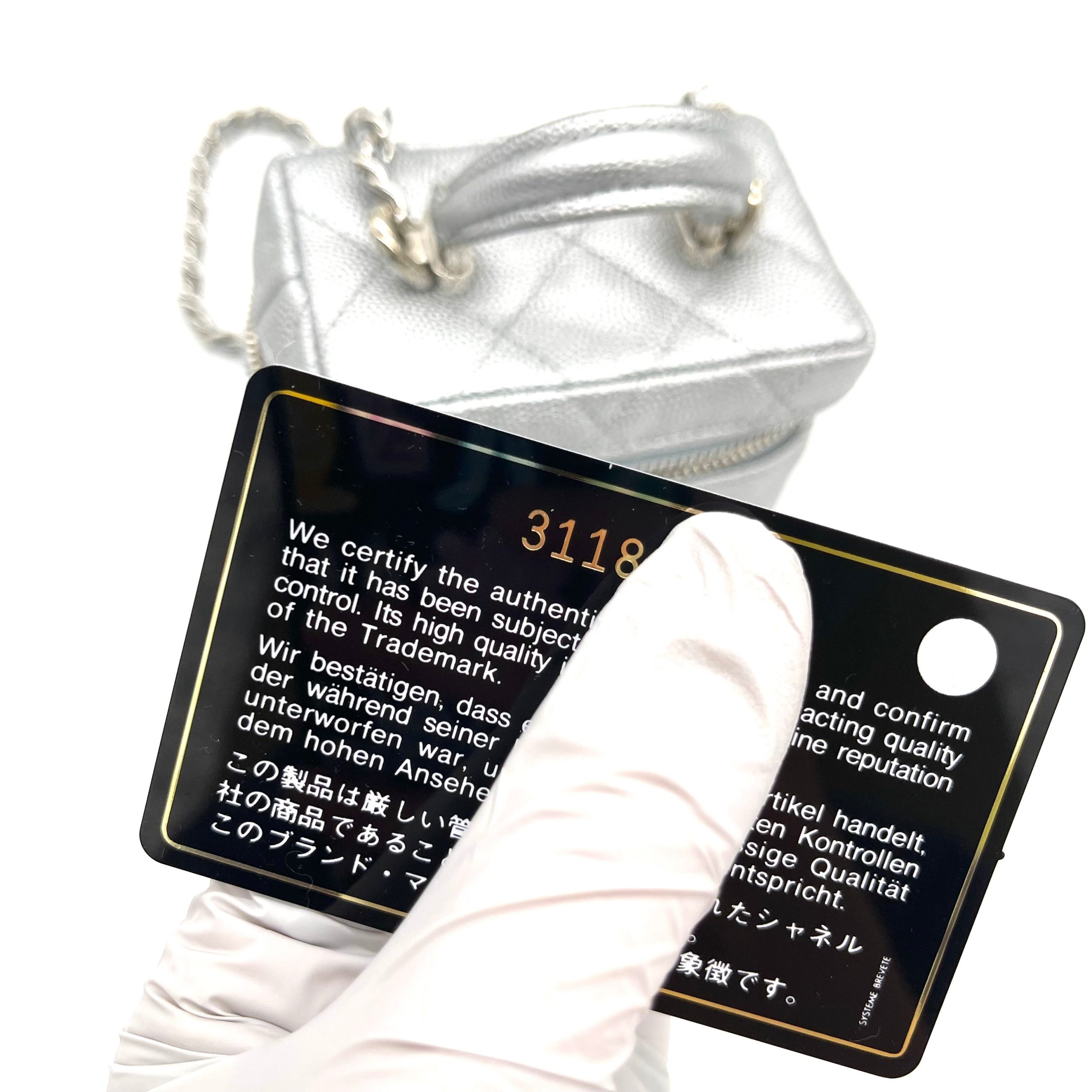 Chanel 21S Metallic Silver Micro Vanity Grained Calfskin SHW