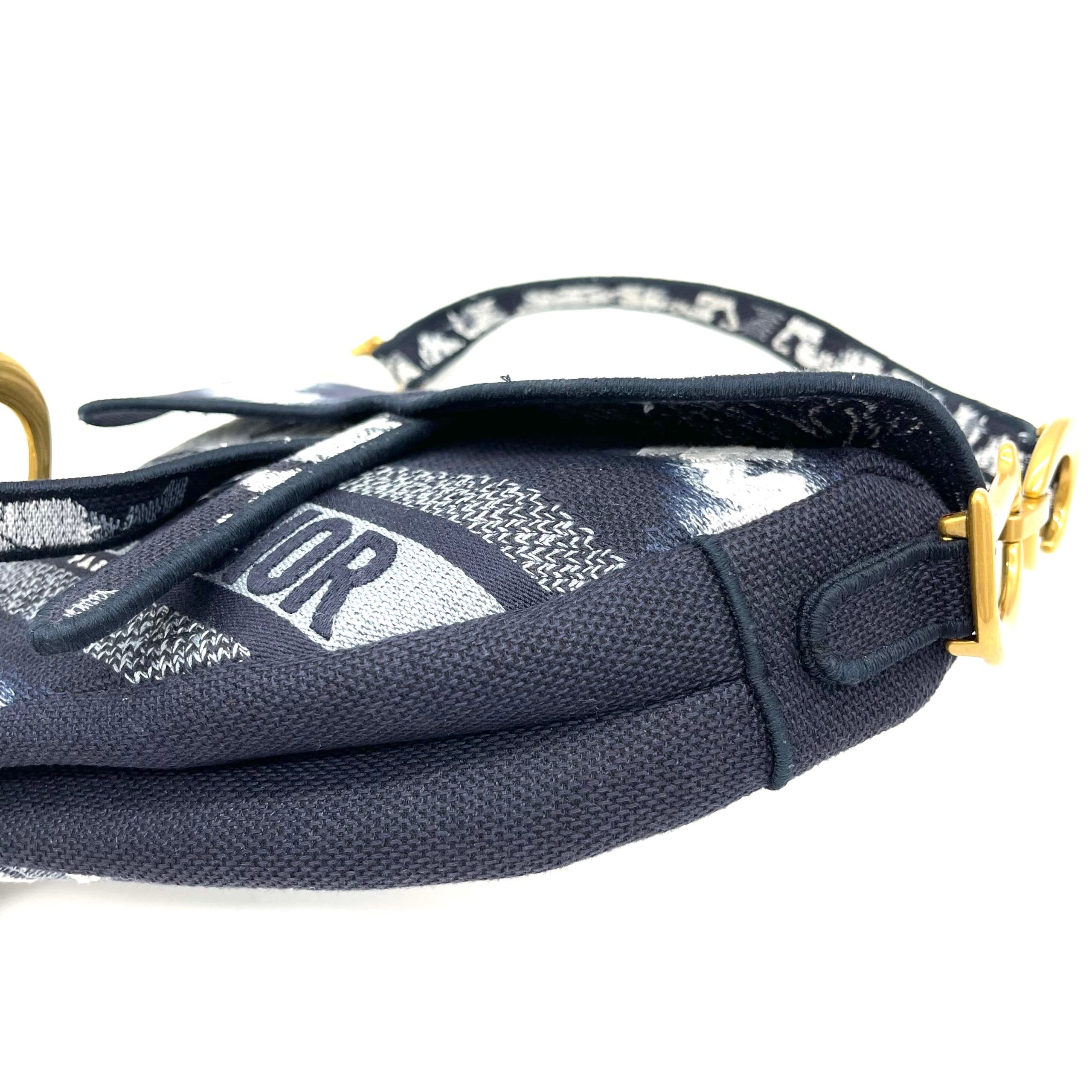 CHRISTIAN DIOR Canvas Tie Dye Saddle Bag Blue Multicolor